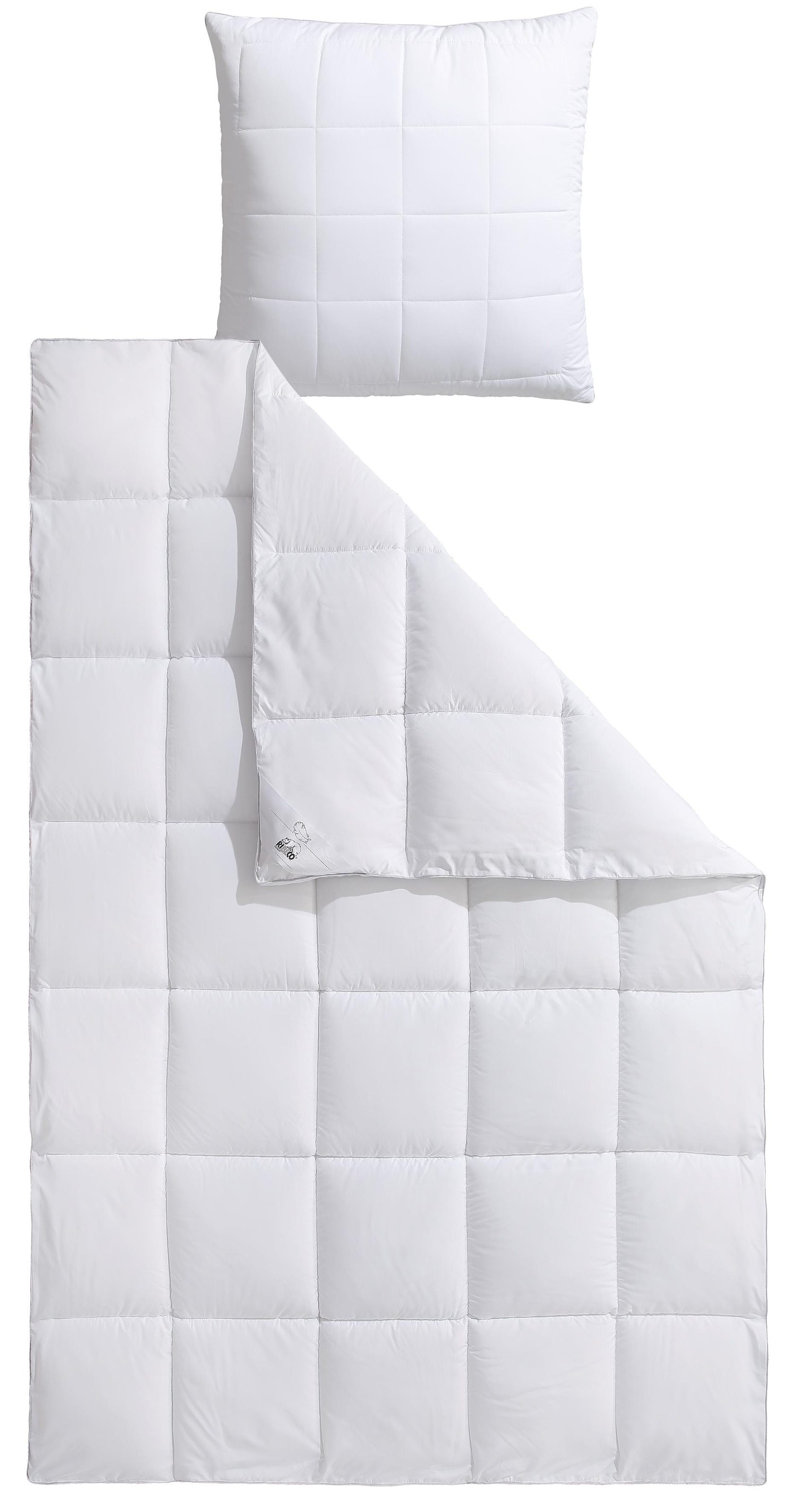 RIBECO Microfaserbettdecke + Kopfkissen »Isabel« Luxus Daunenfeeling mit natürlichem  Milbenschutz!