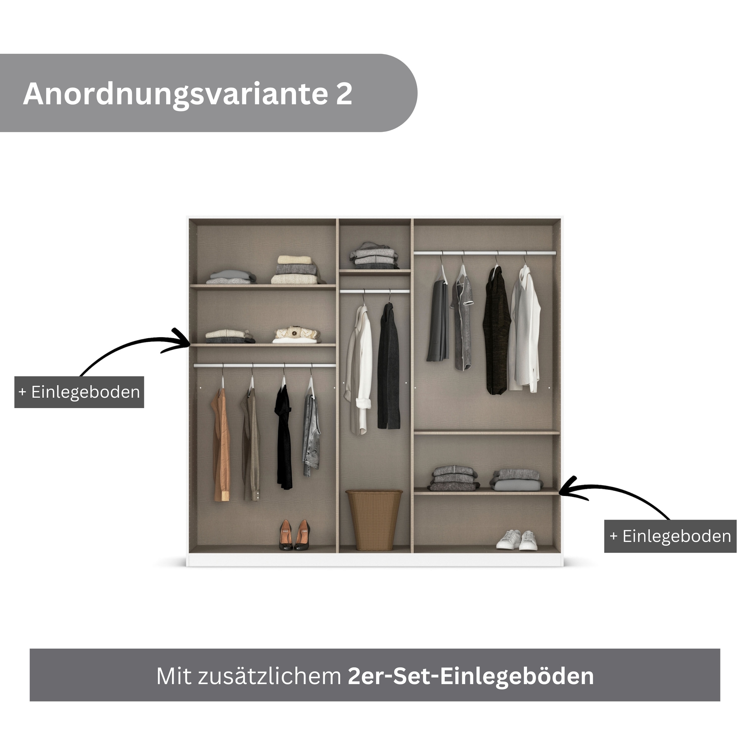 rauch Drehtürenschrank »Kleiderschrank Schrank Garderobe AGORDO mit Dekor- oder Hochglanzfront«, (in zwei Griff-Farben), durchdachte Innenausstattung, in 6 Breiten und 2 Höhen MADE IN GERMANY