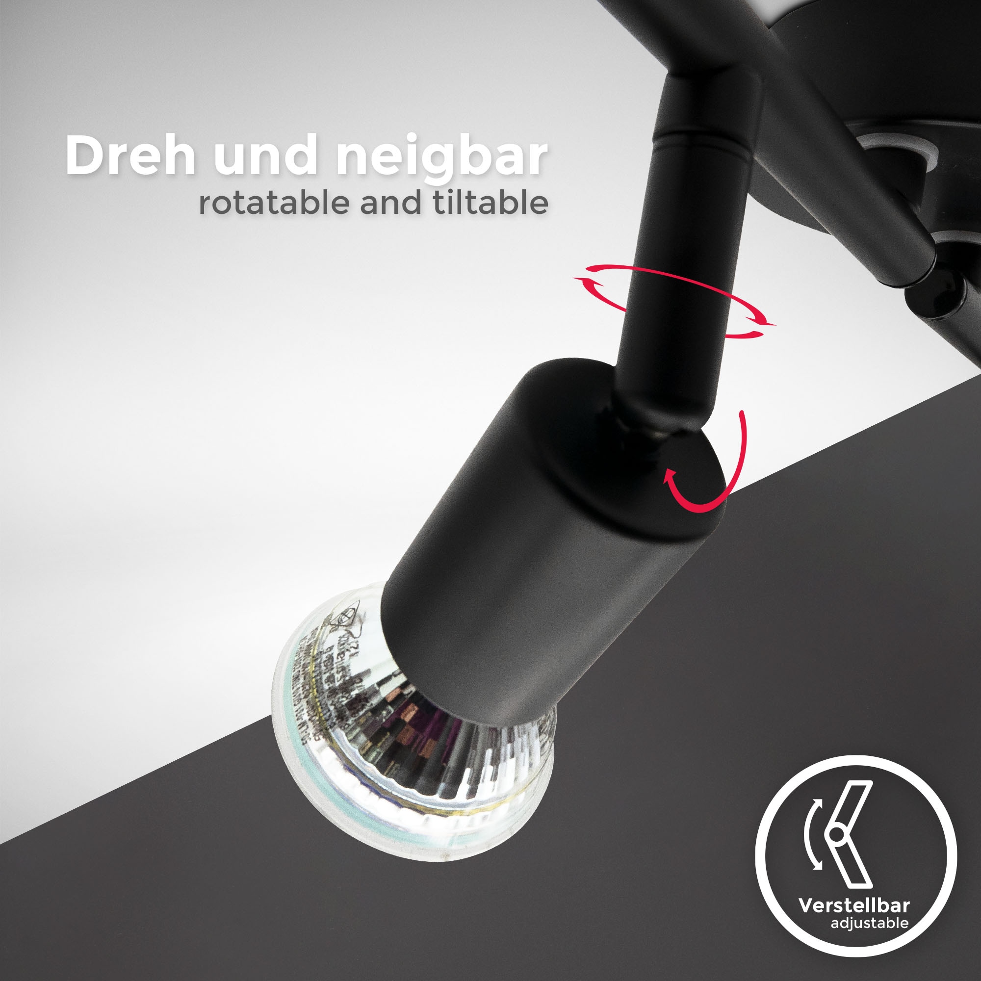 B.K.Licht LED Deckenspots »BKL1546 Deckenlampe schwenkbar, Deckenstrahler, GU10 Fassung« GU10 1 Stk. Warmweiß 3.000K, 260Lm, 2,9 Watt, 60x10,5 cm, Matt-Schwarz