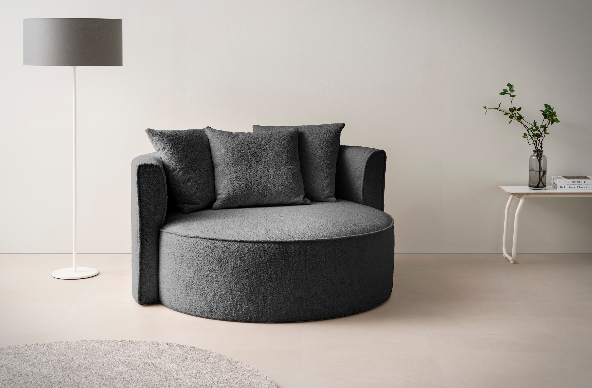 LeGer Home by Lena Gercke XXL-Sessel »Isalie, Sessel in modernen Farben, Lesesessel, Loveseat, Big-Sessel«, trendige Stoffe, mit 3 Zierkissen, große Sitzfläche, Hocker optional