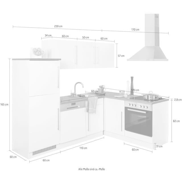 HELD MÖBEL Winkelküche »Samos«, ohne E-Geräte, Stellbreite 230 x 170 cm auf  Raten bestellen