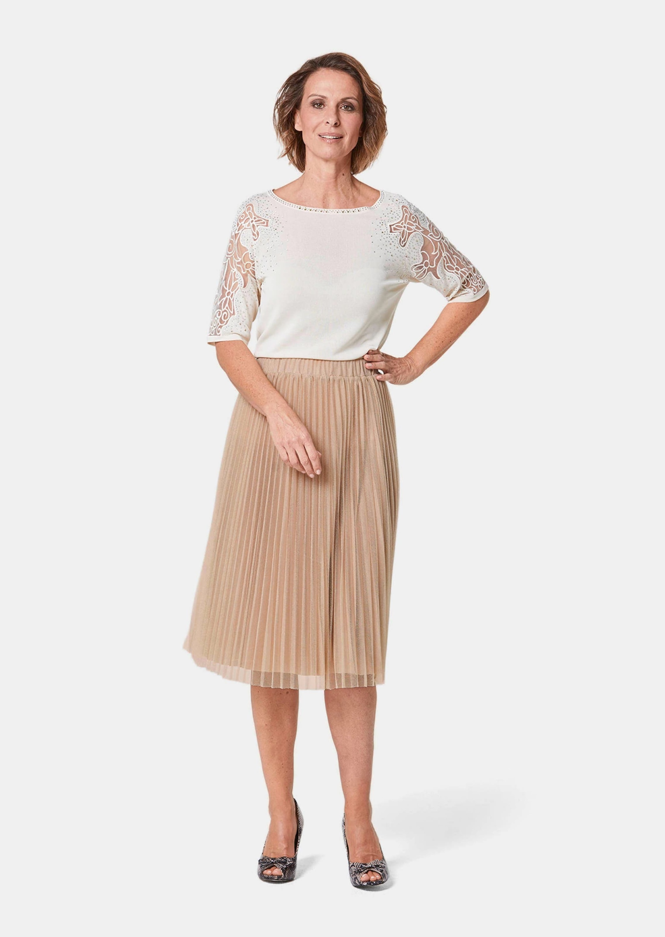 GOLDNER Schlupfrock »Festlicher Plisseerock aus schimmerndem Mesh«