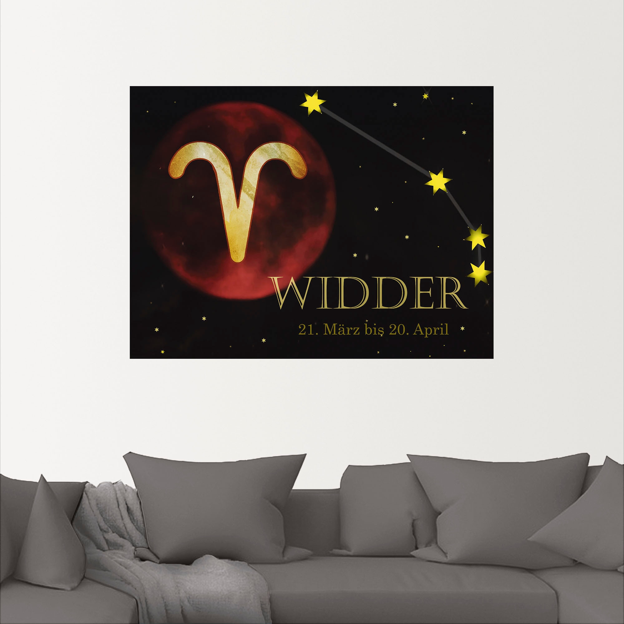 Artland Wandbild »Sternzeichen - Widder«, Bilder von Sternzeichen, (1 St.), als Alubild, Leinwandbild, Wandaufkleber oder Poster in versch. Größen