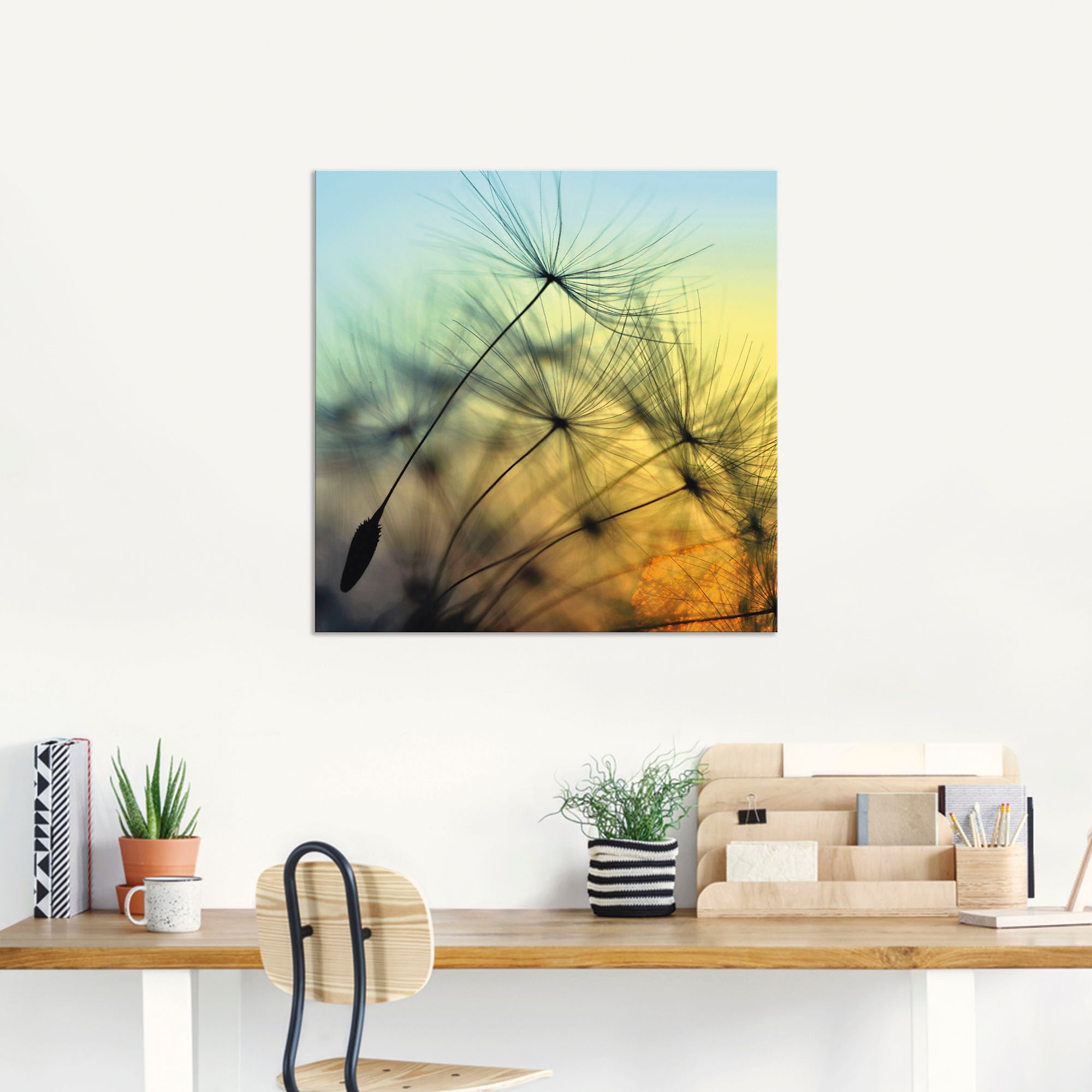 Artland Wandbild »Goldener Sonnenuntergang und Pusteblumen« Blumen 1 Stk. tlg. als Alubild, Outdoorbild, Leinwandbild, Poster, Wandaufkleber
