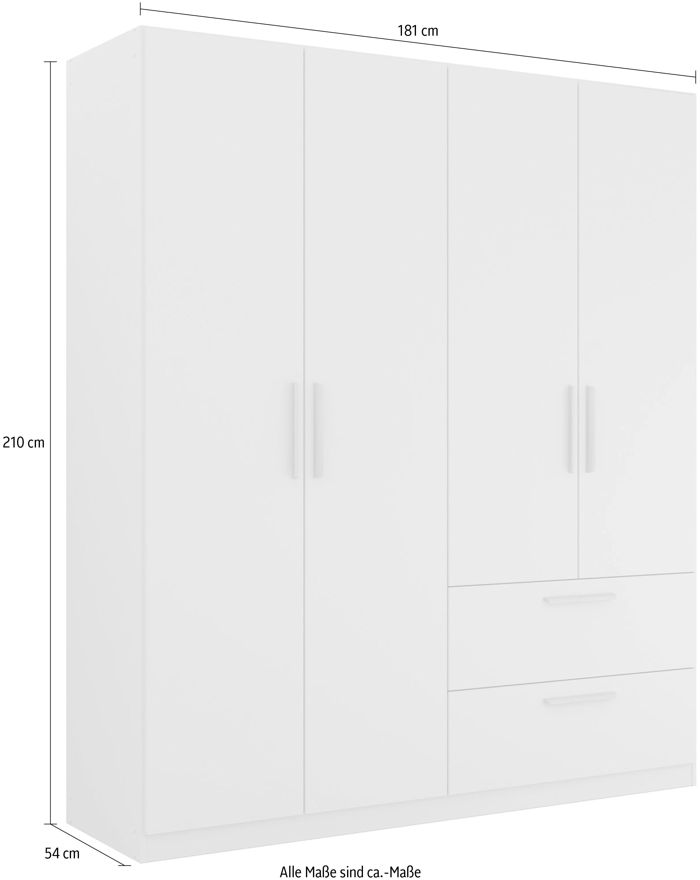 rauch Kleiderschrank »Skandi by Quadra Spin Schlafzimmerschrank«, im Landhaus-Stil mit Massivholzgriffen aus Wildeiche, mit Schubladen