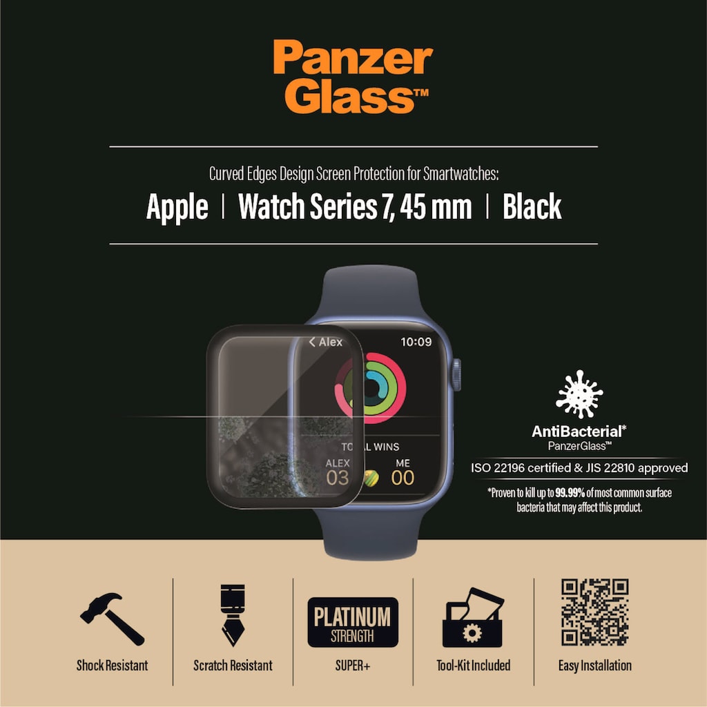 PanzerGlass Displayschutzglas »Screen Protector Glass«, für Apple Watch Series 7/8 45mm