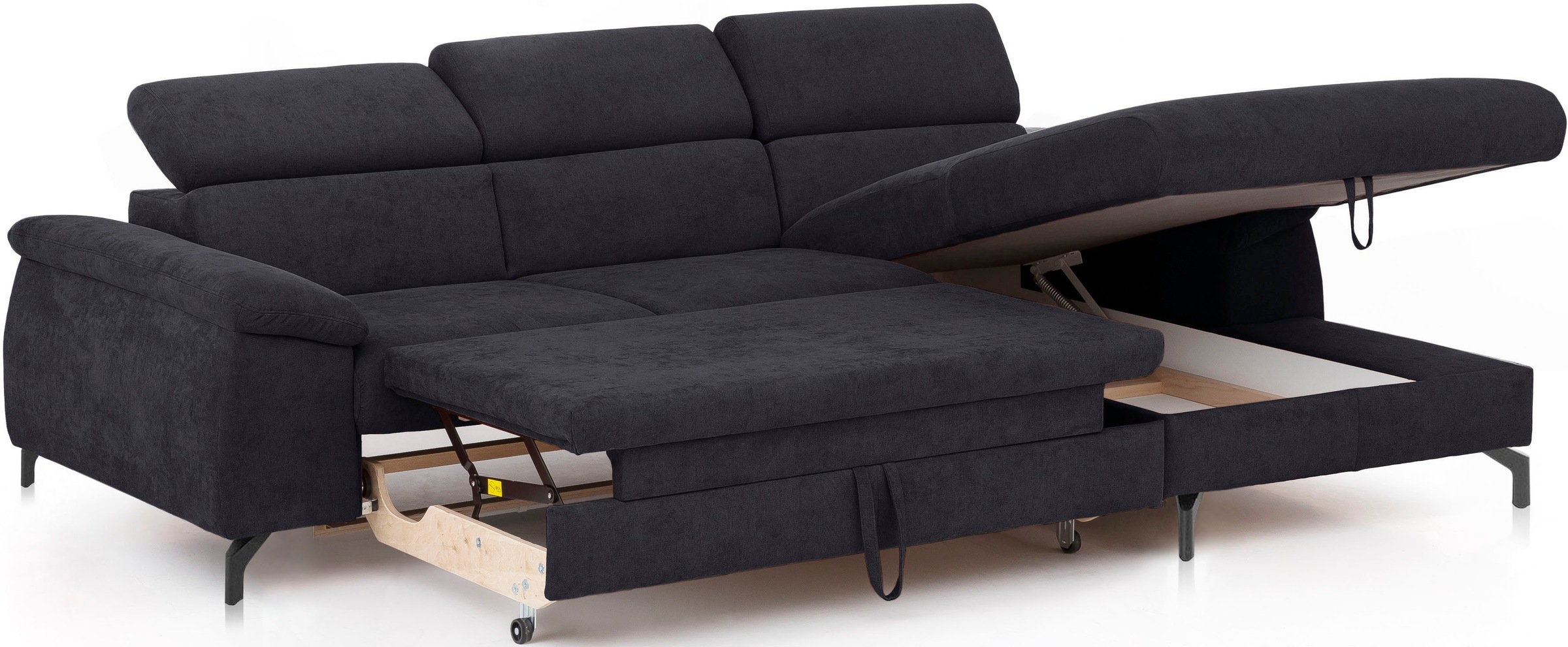 COTTA Polstergarnitur »Komaris L-Form«, (Set), Set bestehend aus: Ecksofa mit Kopfteilverstellung & Hocker