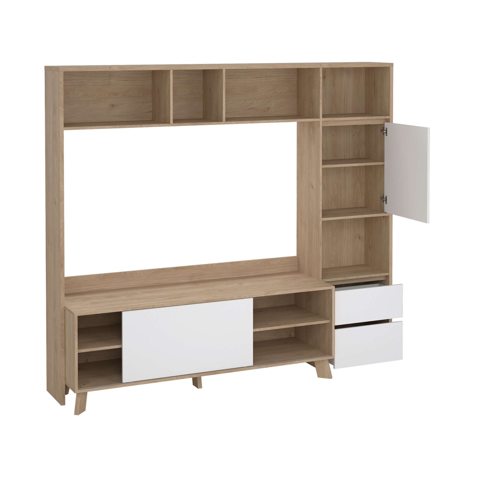 INOSIGN Wohnwand »Next, TV-Wand, TV-Möbel, Wohnwand, Sideboard«, mit Schiebetür und 2 Schubladen, Breite 209 cm, Höhe 182 cm