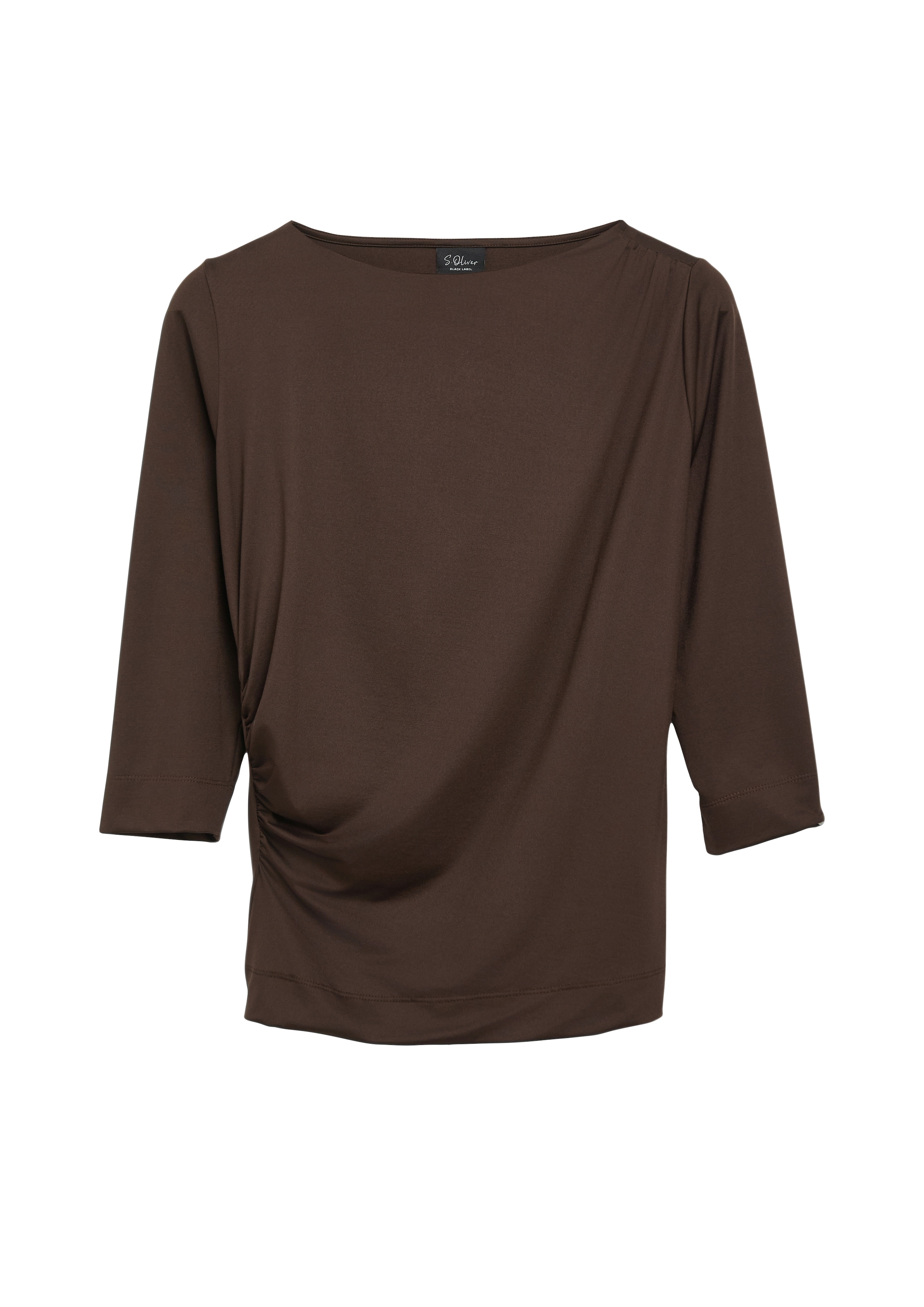 s.Oliver BLACK LABEL 3/4-Arm-Shirt Sommershirt mit seitlicher Saffung