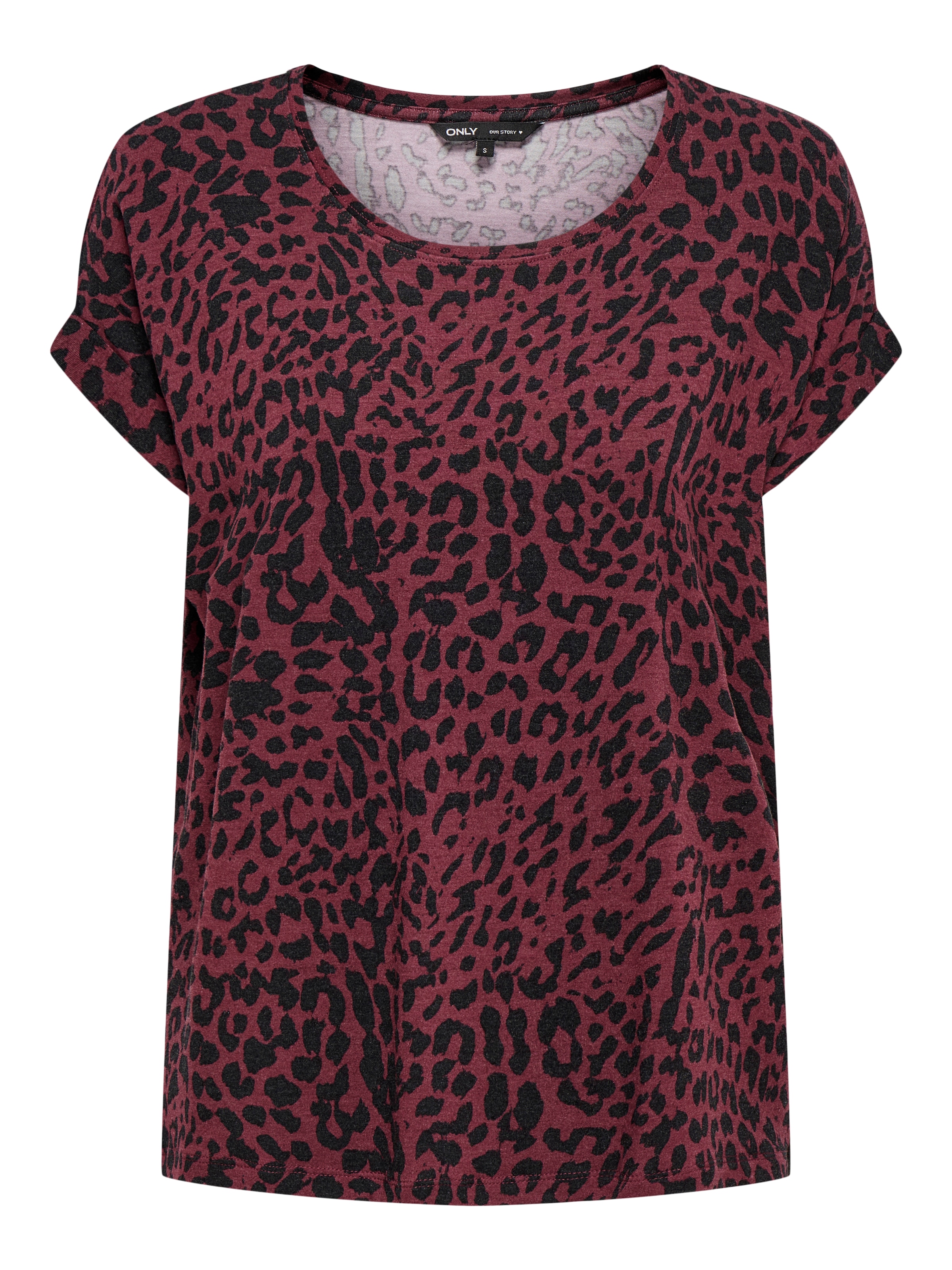 ONLY Kurzarmshirt »ONLMOSTER – Shirt mit Animal-Print und lockerem Schnitt« animal-print, modisch, loose fit, Viskosemischung, Rundhals