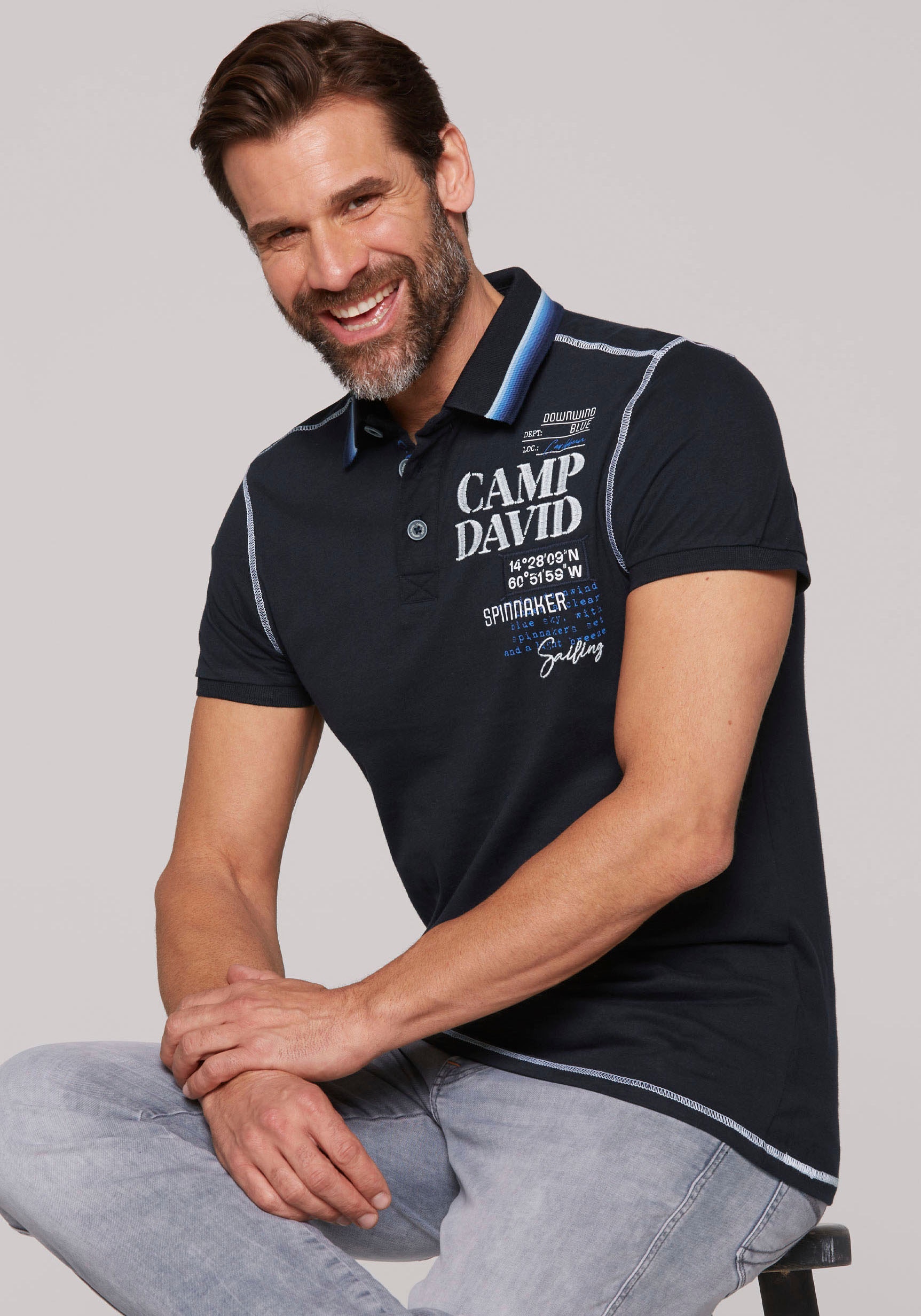 CAMP DAVID Poloshirt, mit Logo-Applikationen