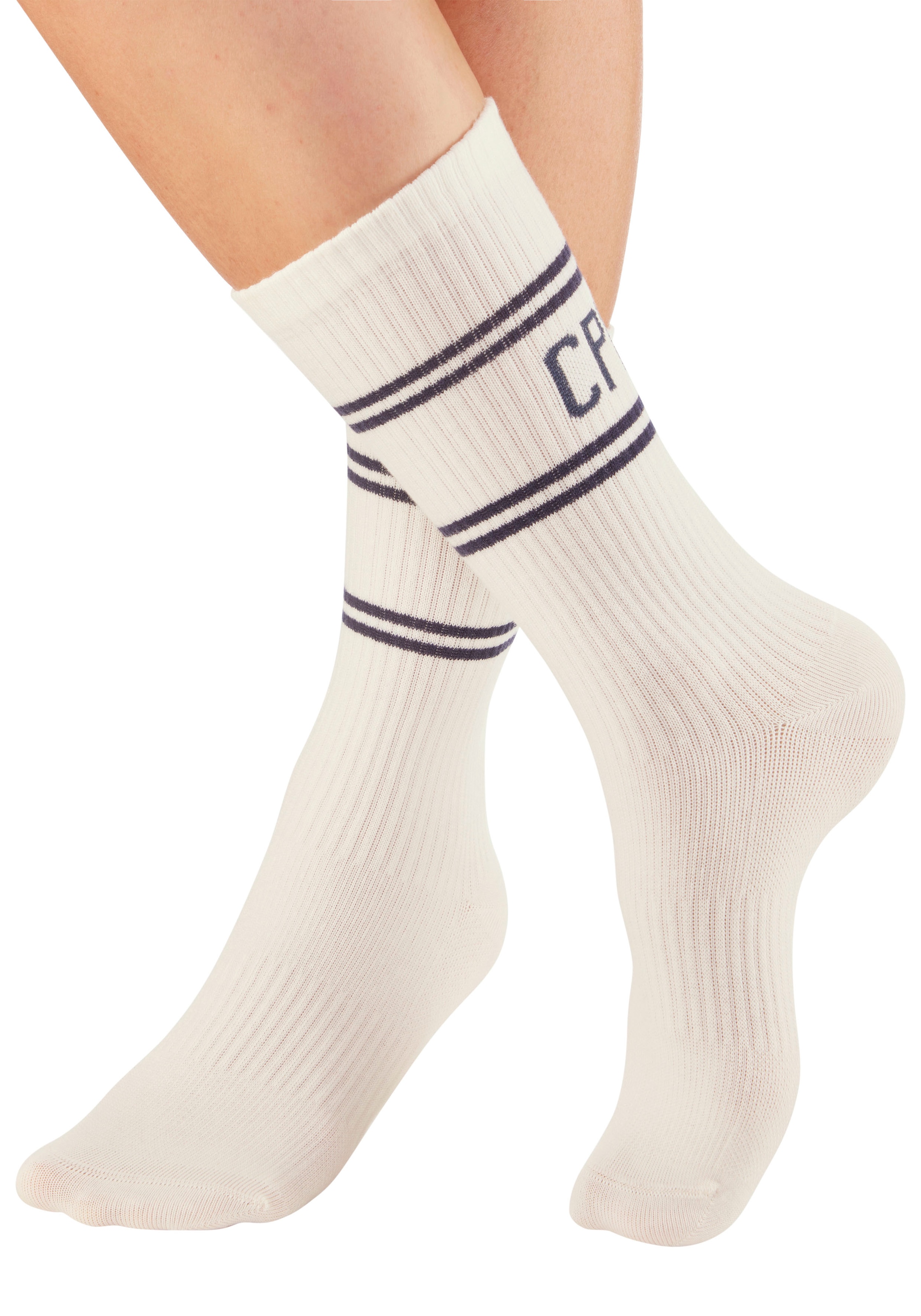 Copenhagen Studios Langsocken Packung, 2 Paar tlg. mit Pikeé-Struktur unter der Sohle