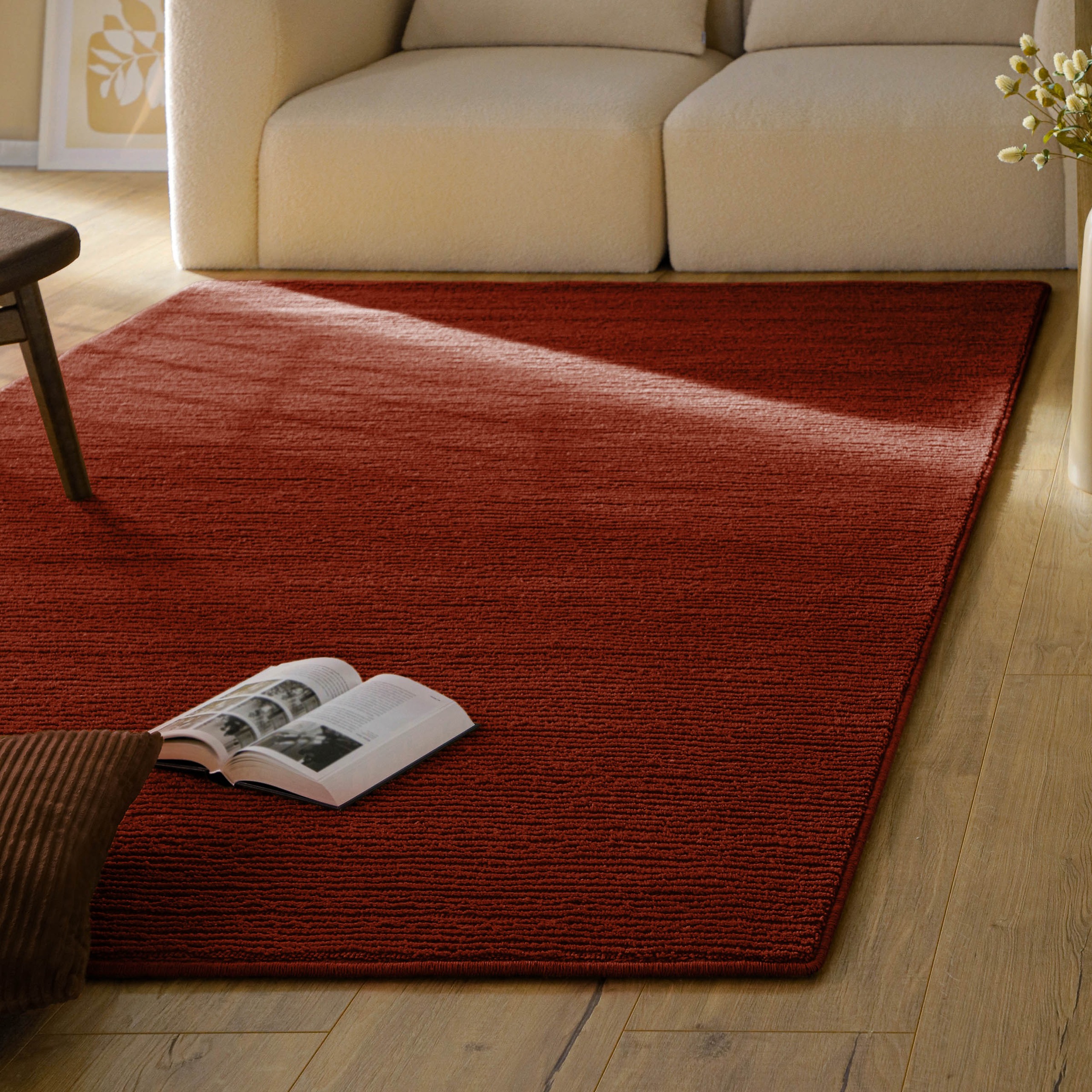 Wecon home Teppich »Castello ONE« rechteckig 7 mm Höhe Schurwolle, Kurzflor mit Hoch-Tief-Effekt, Wohnzimmer, Streifenmuster