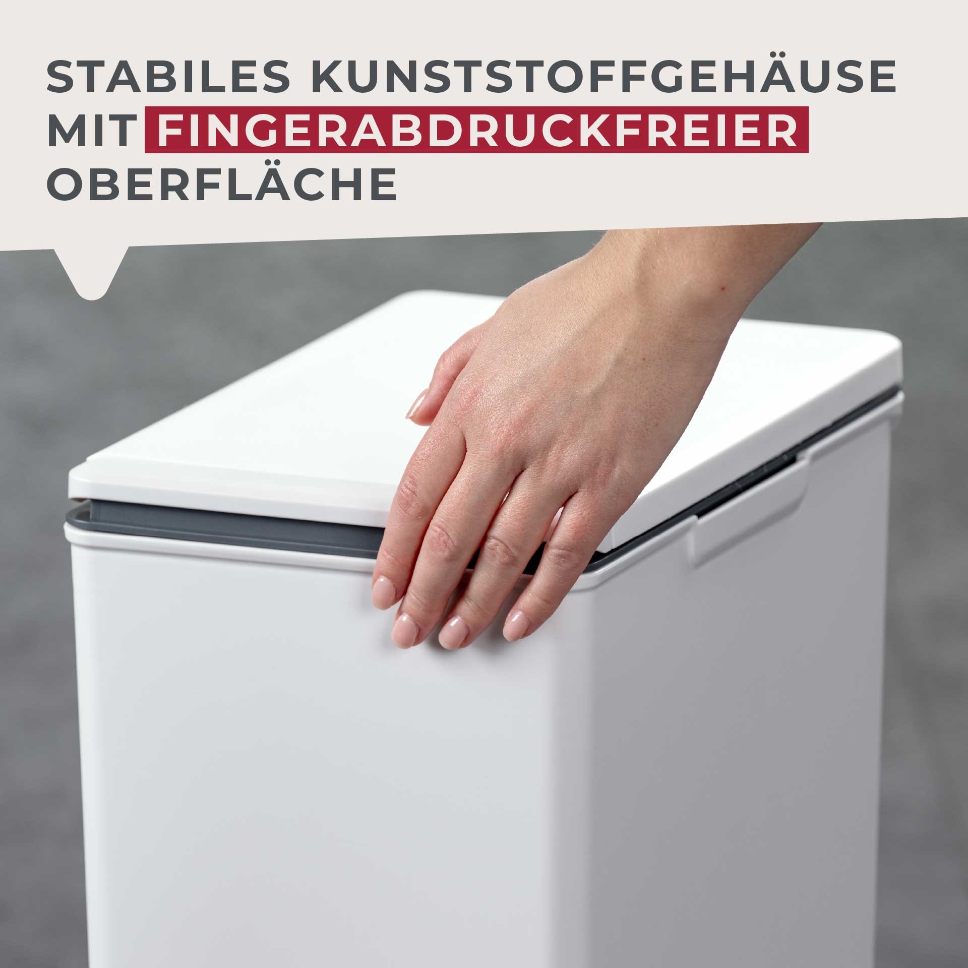 FACKELMANN Mülleimer »OSLO, Touch Abfalleimer« 1 Behälter ideal als Mehrfachsammler, leicht & robust mit sanfter Touch-Öffnung