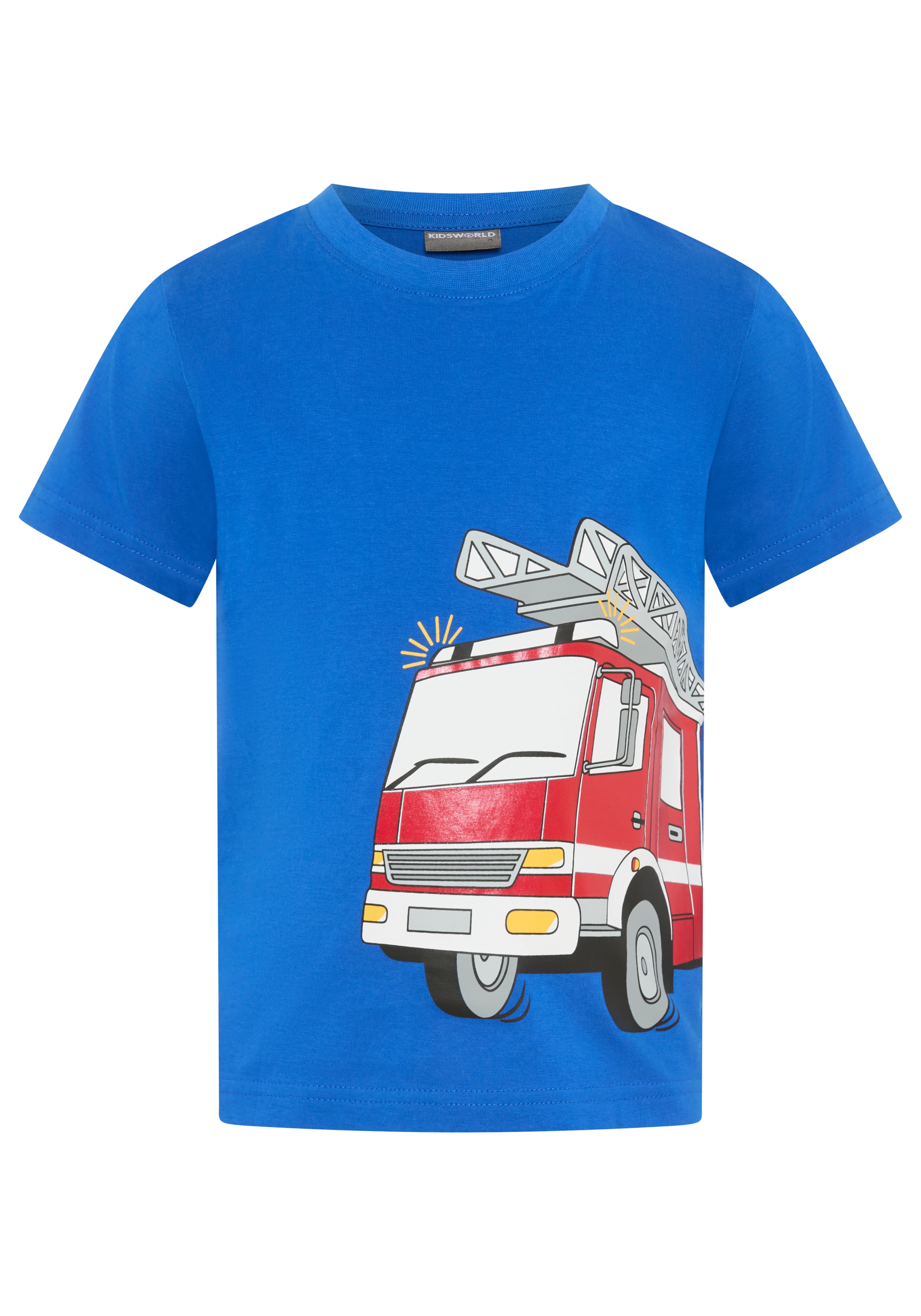 KIDSWORLD T-Shirt »Cooles Shirt mit Feuerwehr Folienprint« für Jungen, Kurzarm, mit Glitterdruck, Basic Passform