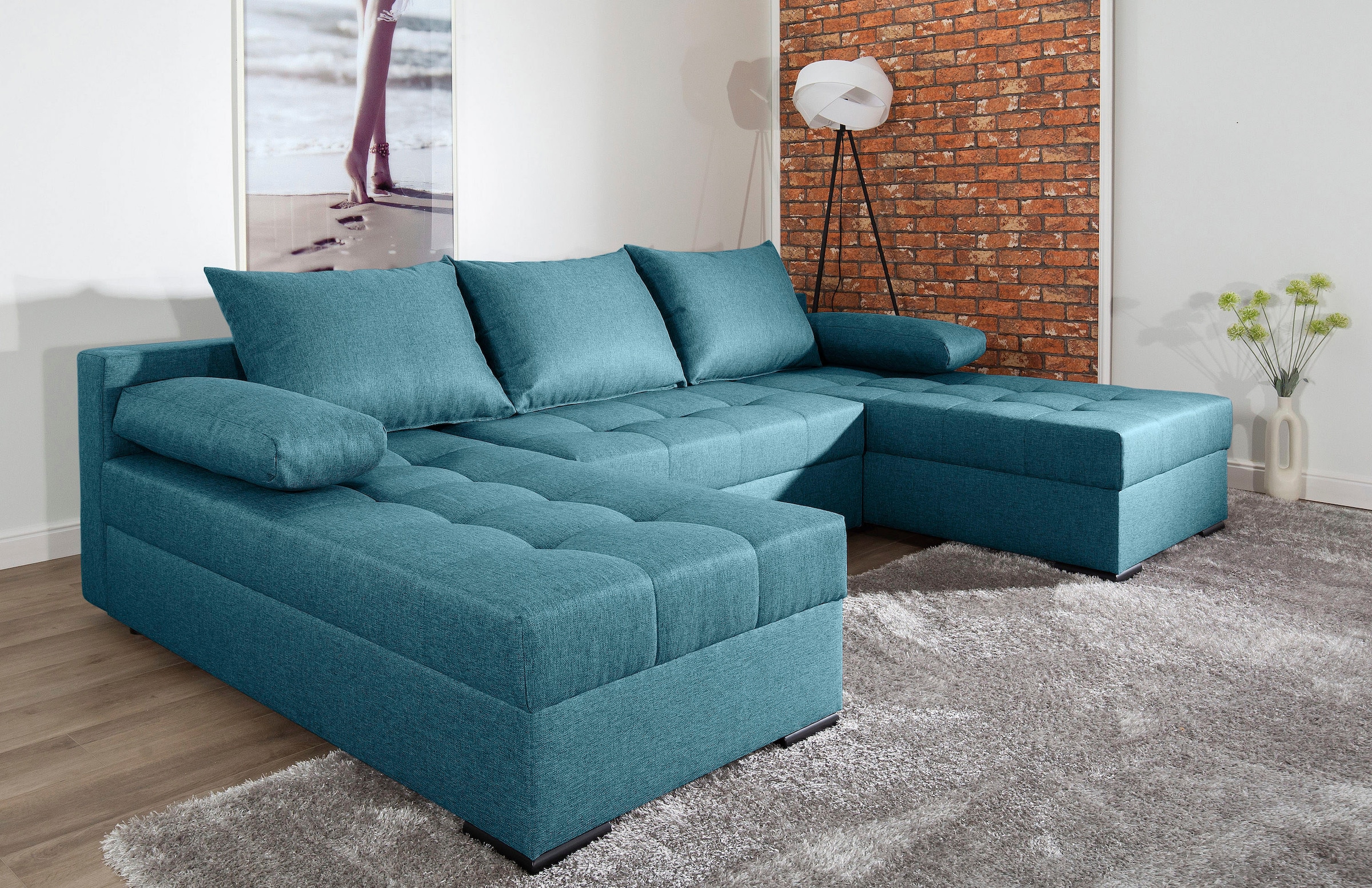 COLLECTION AB Wohnlandschaft "Josy U-Form, B: 269 cm, auch in Cord" Schlaffunktion & Bettkasten, Federkern
