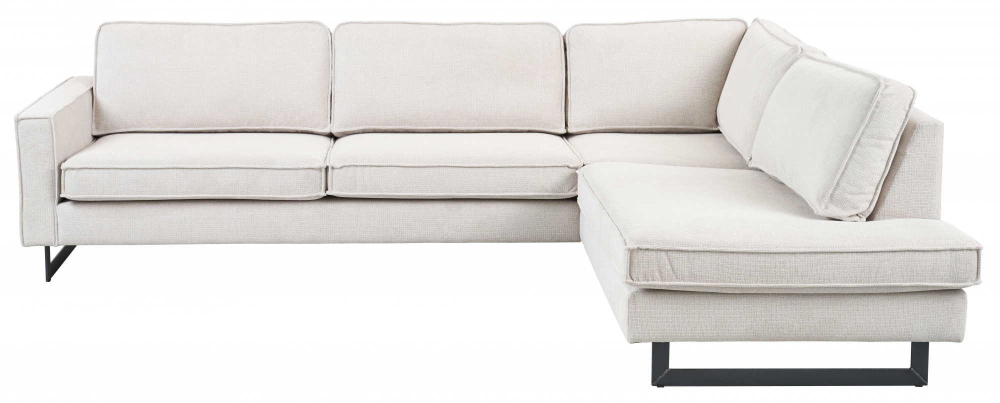 Places of Style Ecksofa »Pinto, 290 cm, Cord, Chenille, Lederoptik, Ottomane links / rechts«, mit Keder, schwarze Metallfüße, Wellenunterfederung