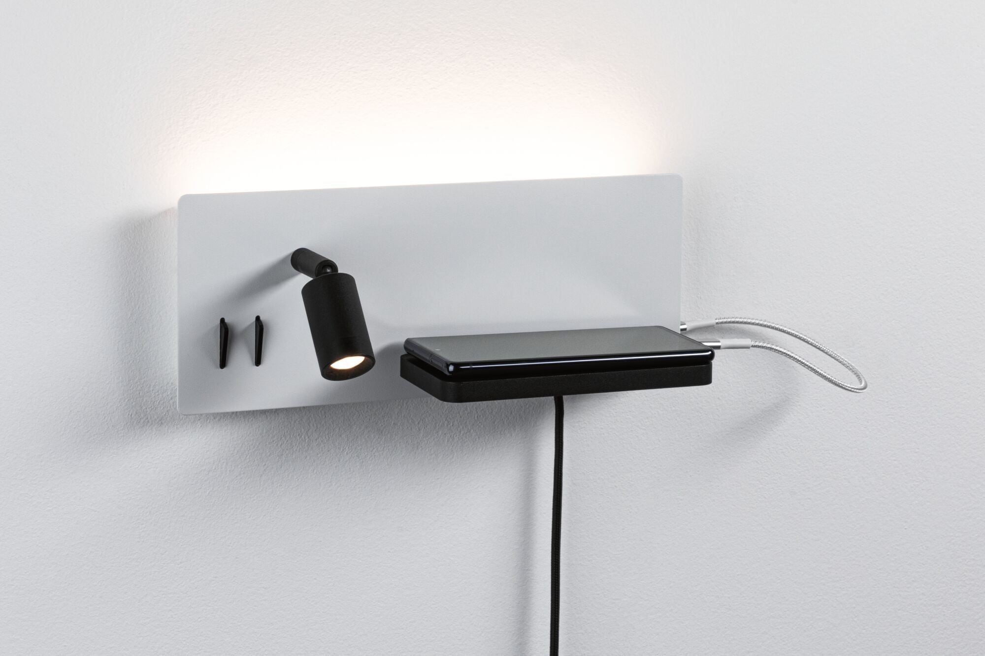 Paulmann LED Wandleuchte »Serra 2700K 650lm / 200lm 230V 5,5 / 1x2,6W« 1 Stk. Warmweiß Bettleuchte, USB C, dimmbar