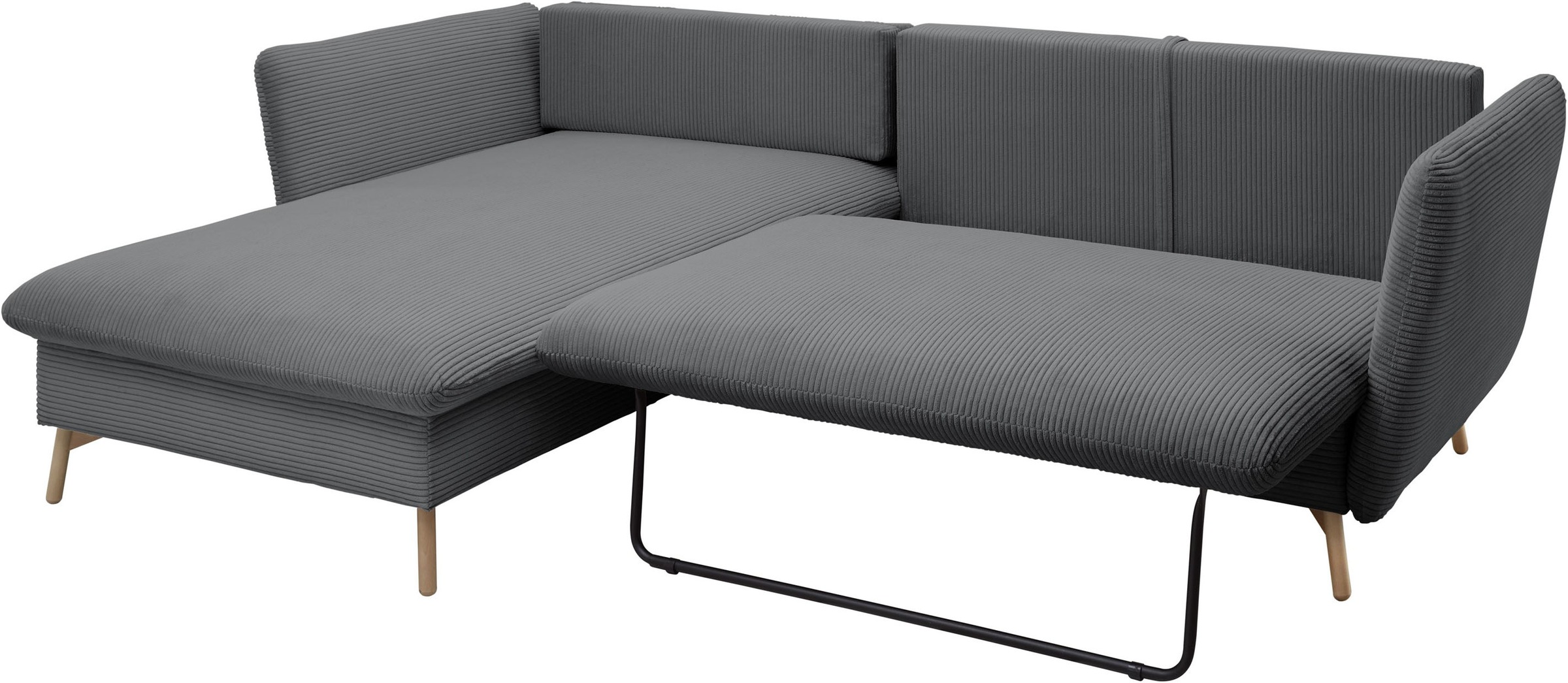 OTTO home Ecksofa »MERLE, 258 cm, L-Form, traumhafter Cord,« mit Bettfunktion und Bettkasten, Liegefläche 224 x 139