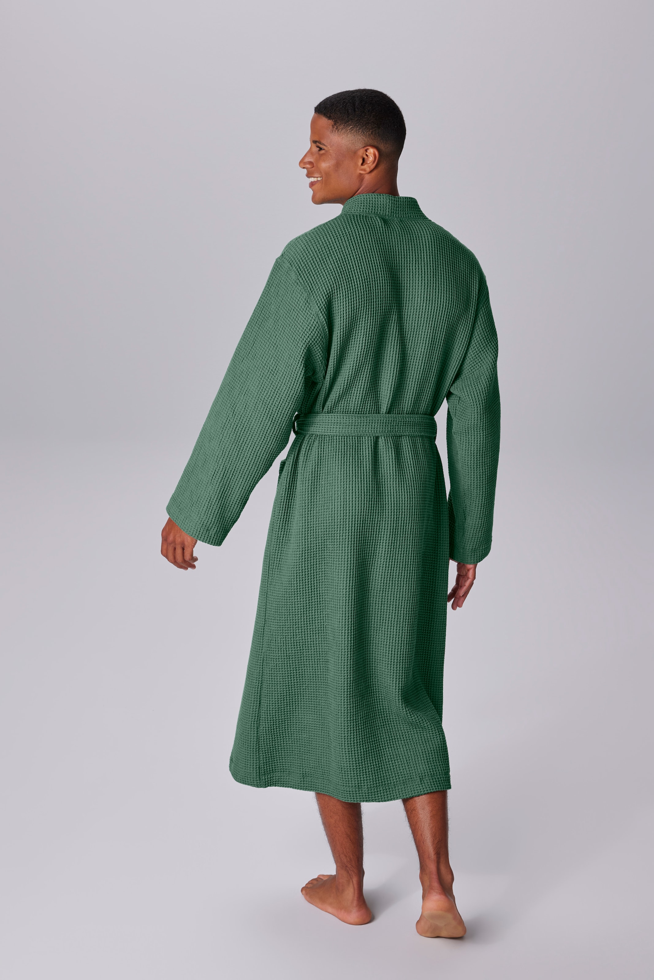 OTTO home Unisex-Bademantel »Inga, Waffelpiqué, leicht, ideal für Sauna & Spa, Hotelbademantel« 1 Stk. kleines Packmaß, Taschen, Damen & Herren, S-3XL, Morgenmantel