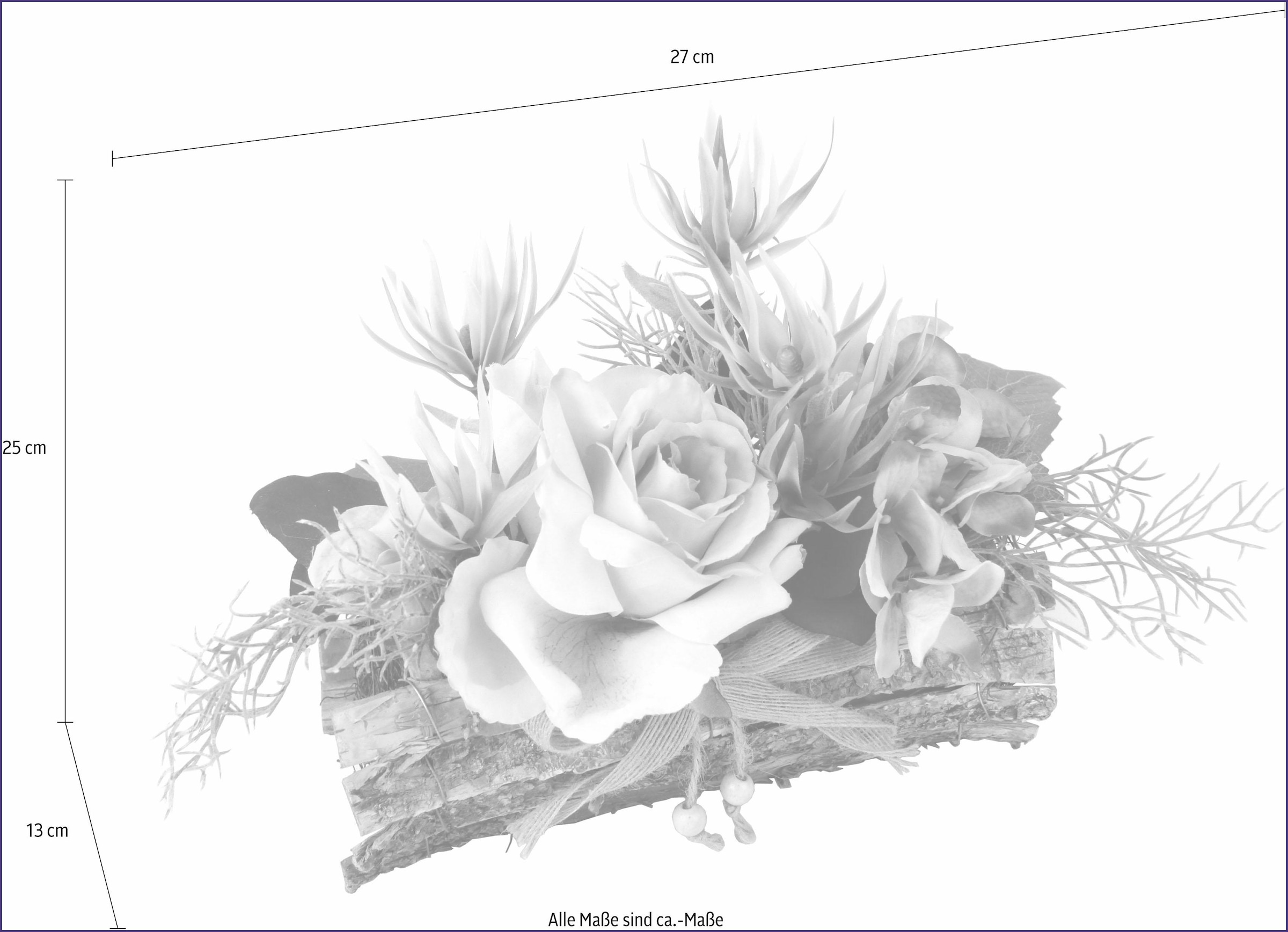 I.GE.A. Kunstpflanze »Gesteck Rose in XXL Garantie | kaufen 3 Schale« online mit Jahren