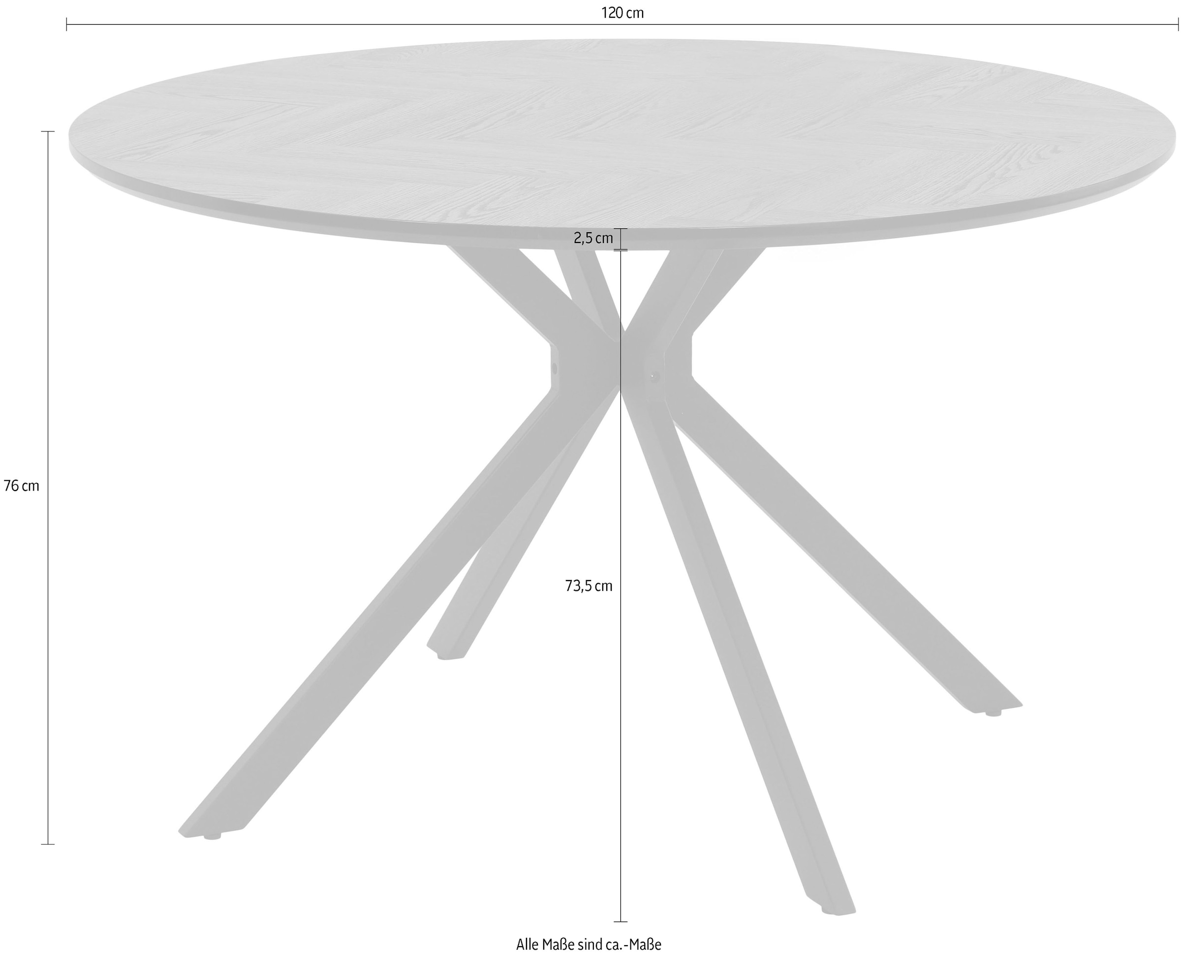HELA Esstisch »PETRA«, (1 St.), rund, Schweizer Kante, MDF, Fischgrät Nachbildung