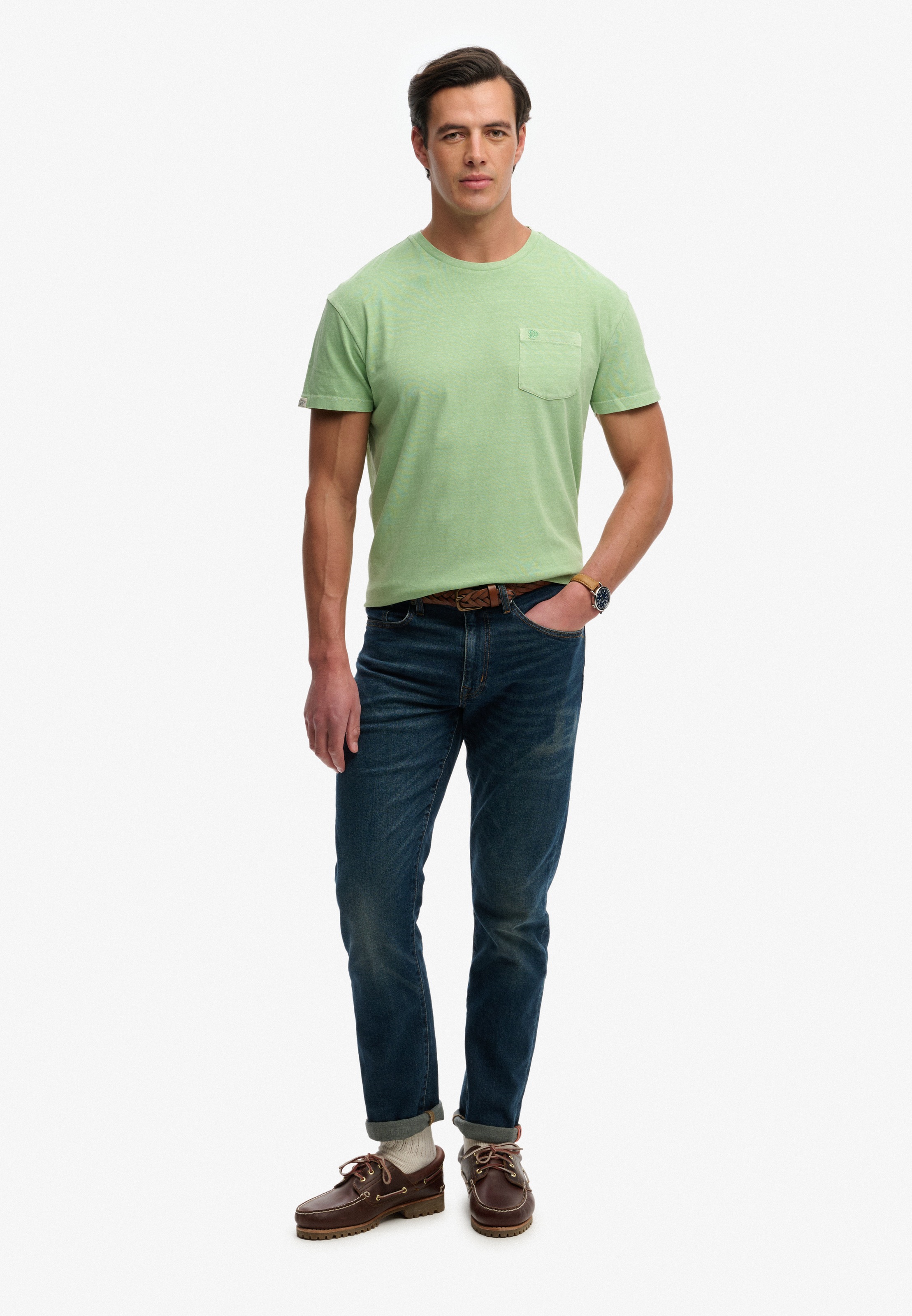 Superdry Rundhalsshirt »COTTON CLASSIC LINEN PKT TEE« aus tollem Baumwoll-Leinen-Mischgewebe