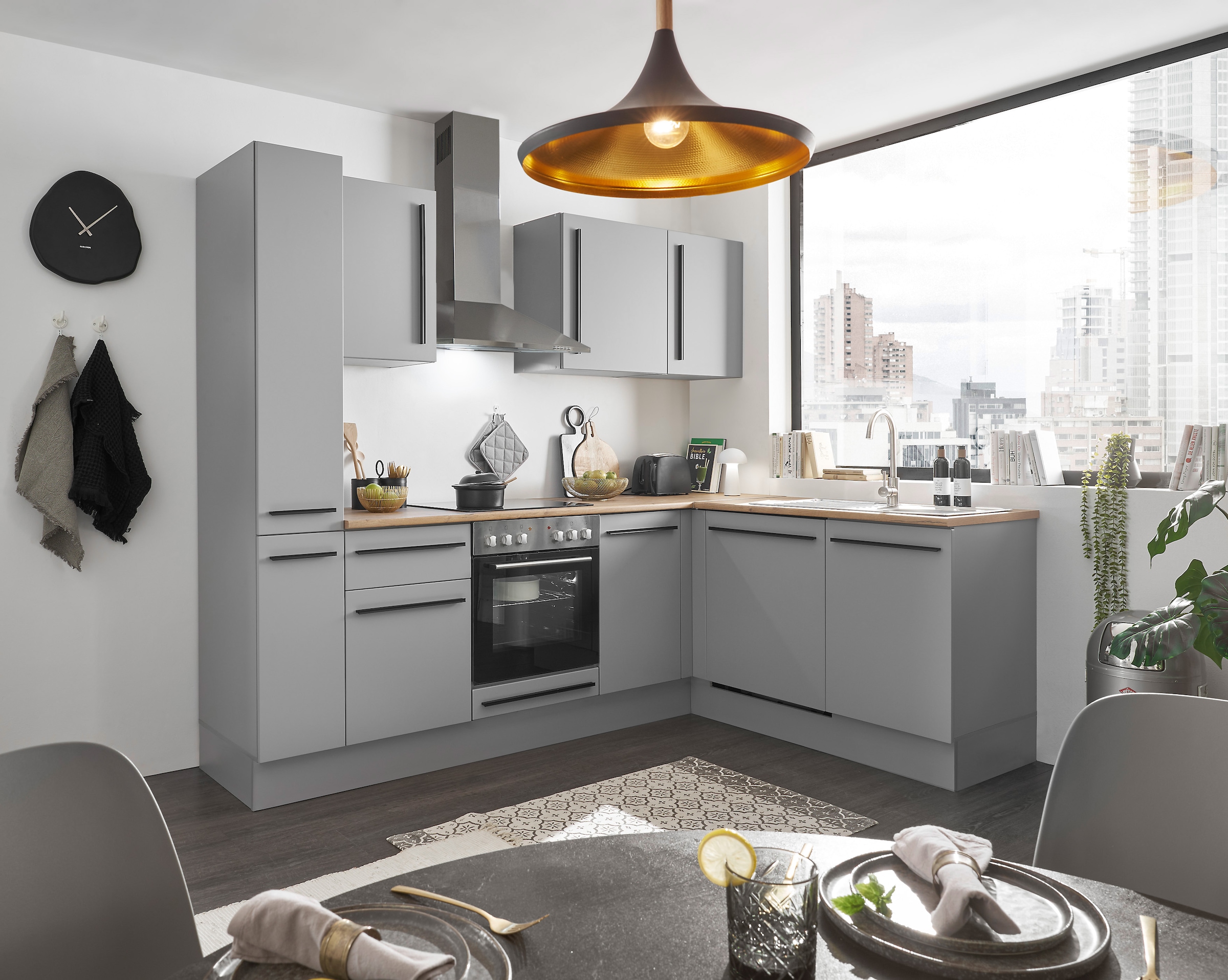 BASIC by Balculina Winkelküche »Denver, Küche BxHxT 250/115 x 211 x 60« Breite 250 cm, wahlweise mit E-Geräten und Induktion