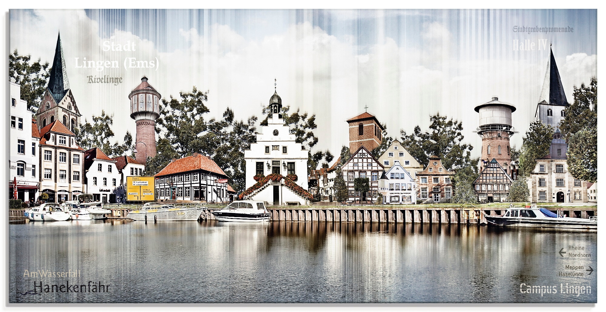Artland Glasbild »Lingen Ems Skyline Collage«, Deutschland, (1 St.), in verschiedenen Größen
