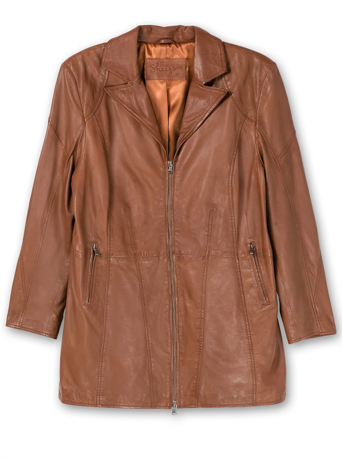 Sheego Lederjacke, ohne Kapuze