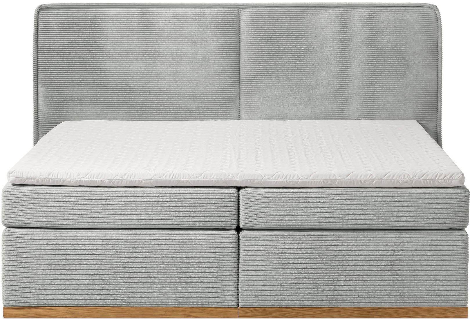 Home affaire Boxspringbett »SHERWOOD Hotelbett, Polsterbett«, Hochwertiger Cord,weiche Velours-Struktur, mit Topper, Eiche
