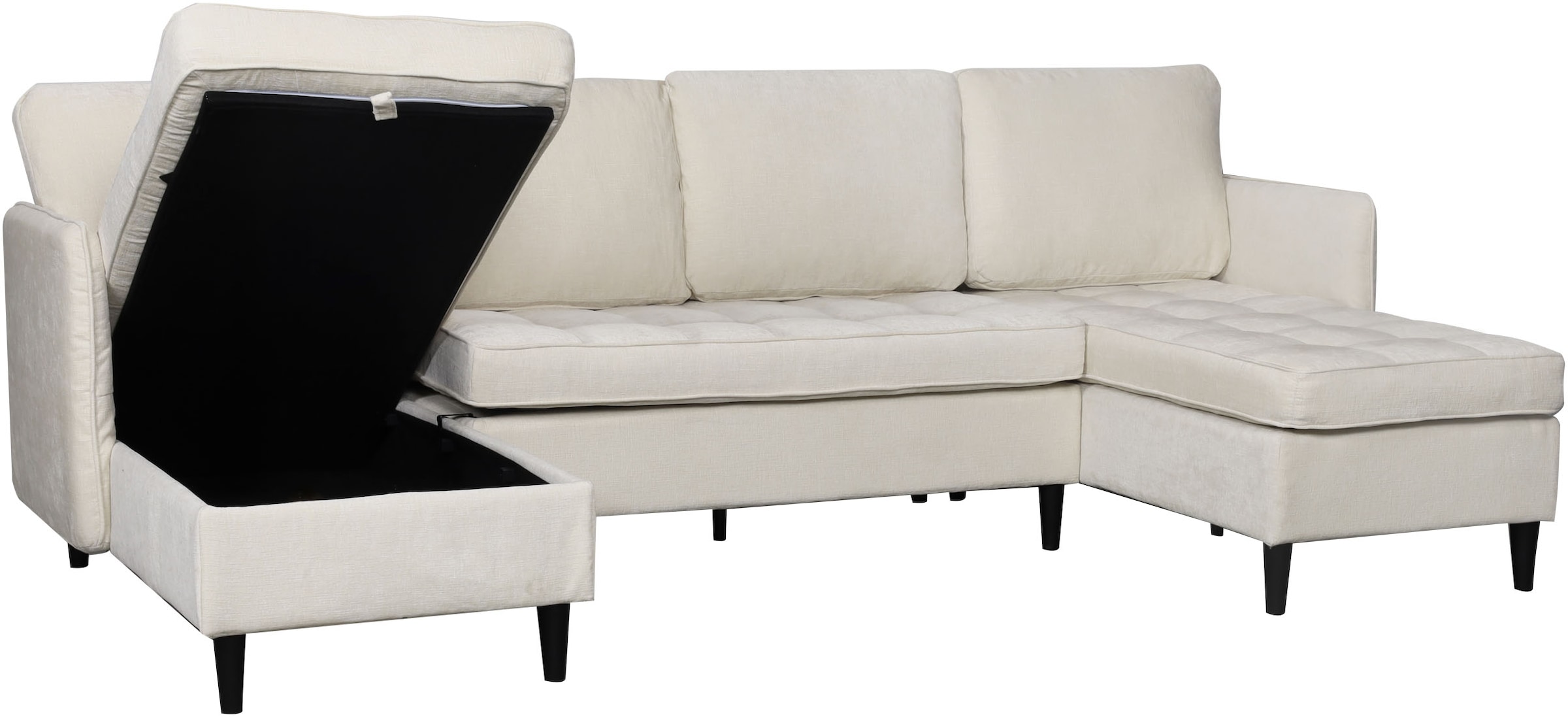 Dorel Home Wohnlandschaft »LINDHUS, U-Form, Breite 254 cm, verschiedene Stellvarianten, Modulsofa« Recamiere, Stauraum, Cord und Chenille-Bezug