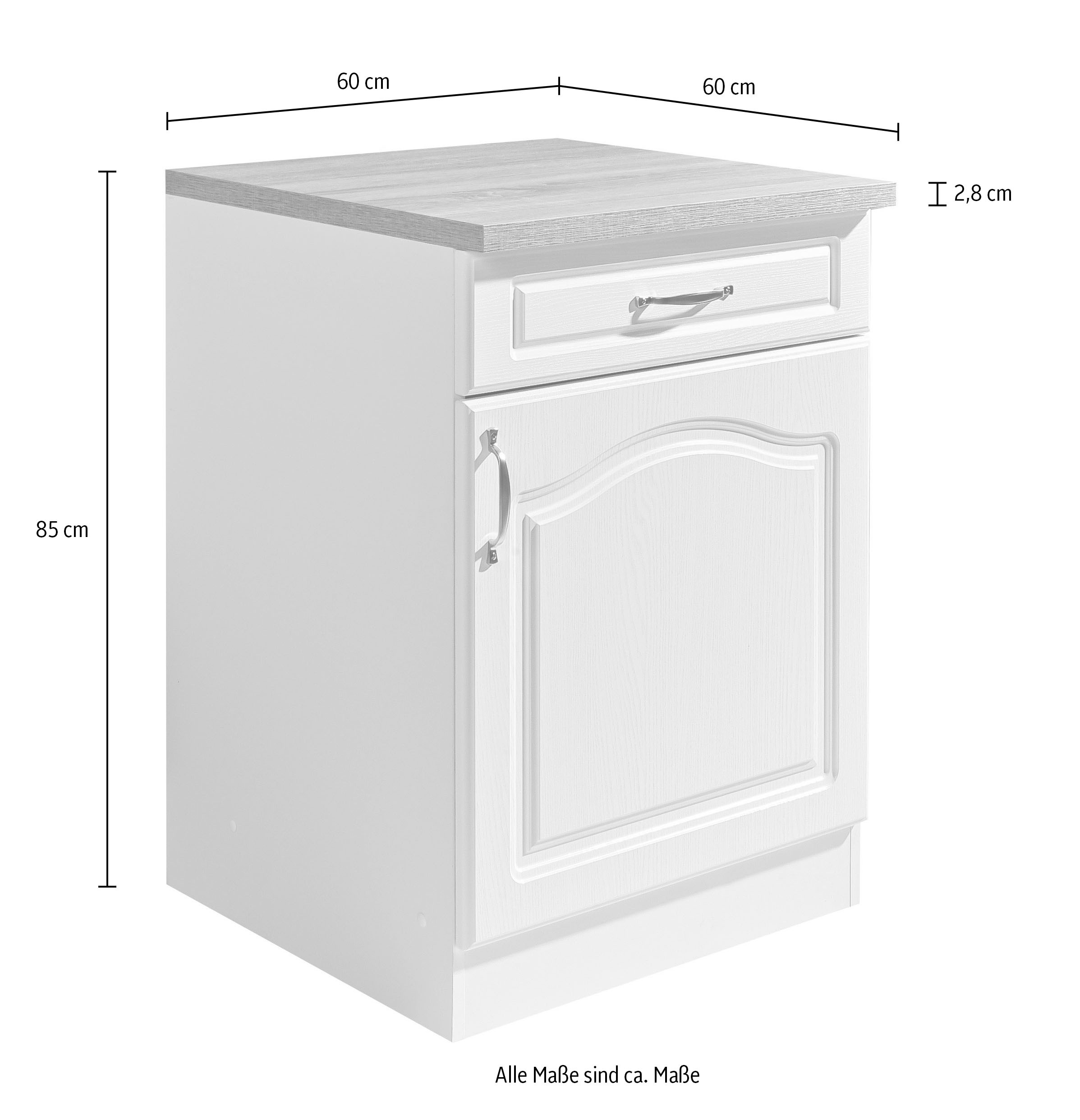 wiho Küchen Unterschrank »Linz«, 60 cm breit, in Landhaus-Optik
