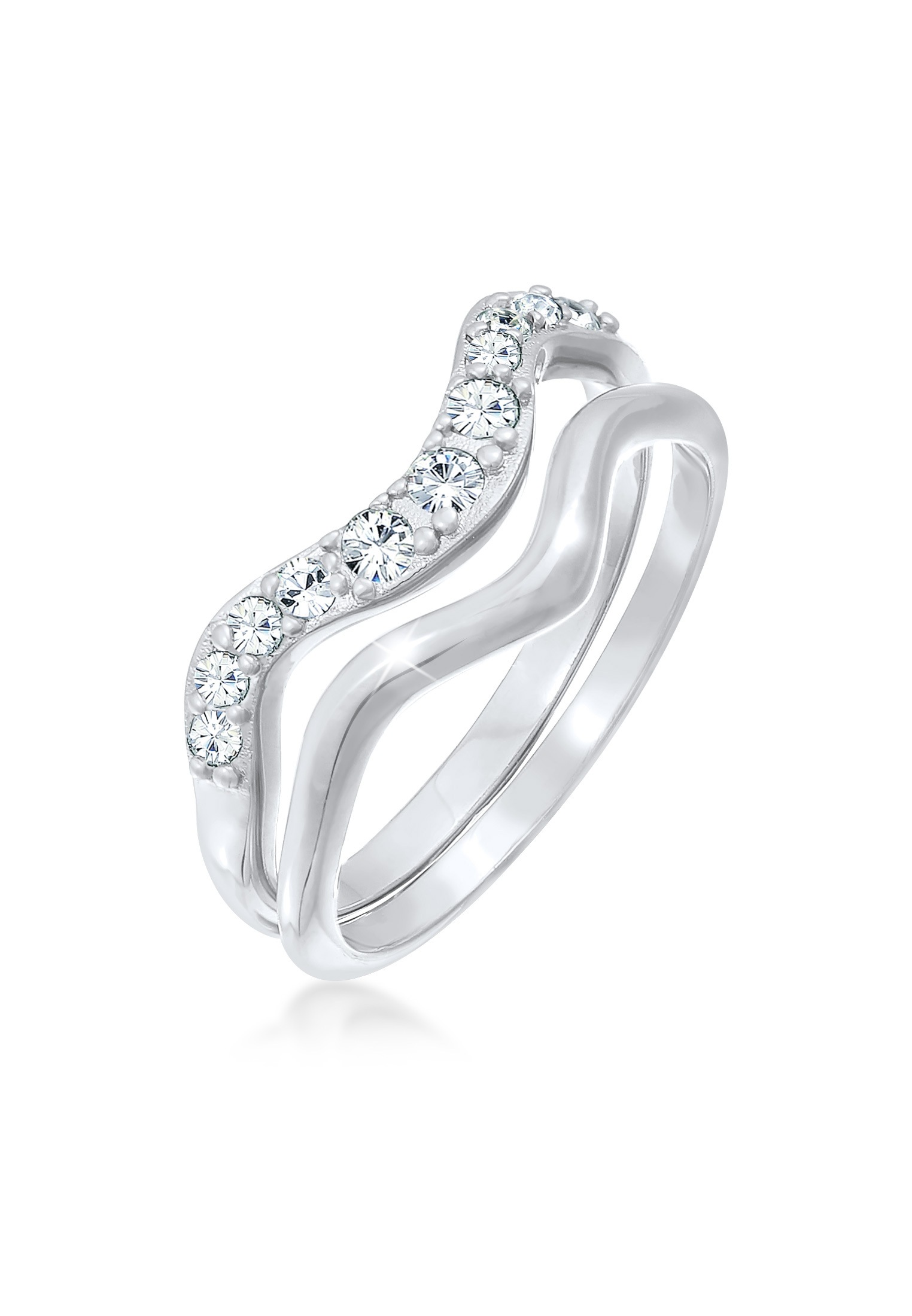 Elli Ring-Set »Ring Stapelring Swing Kristalle (2-tlg.) 925 Silber«