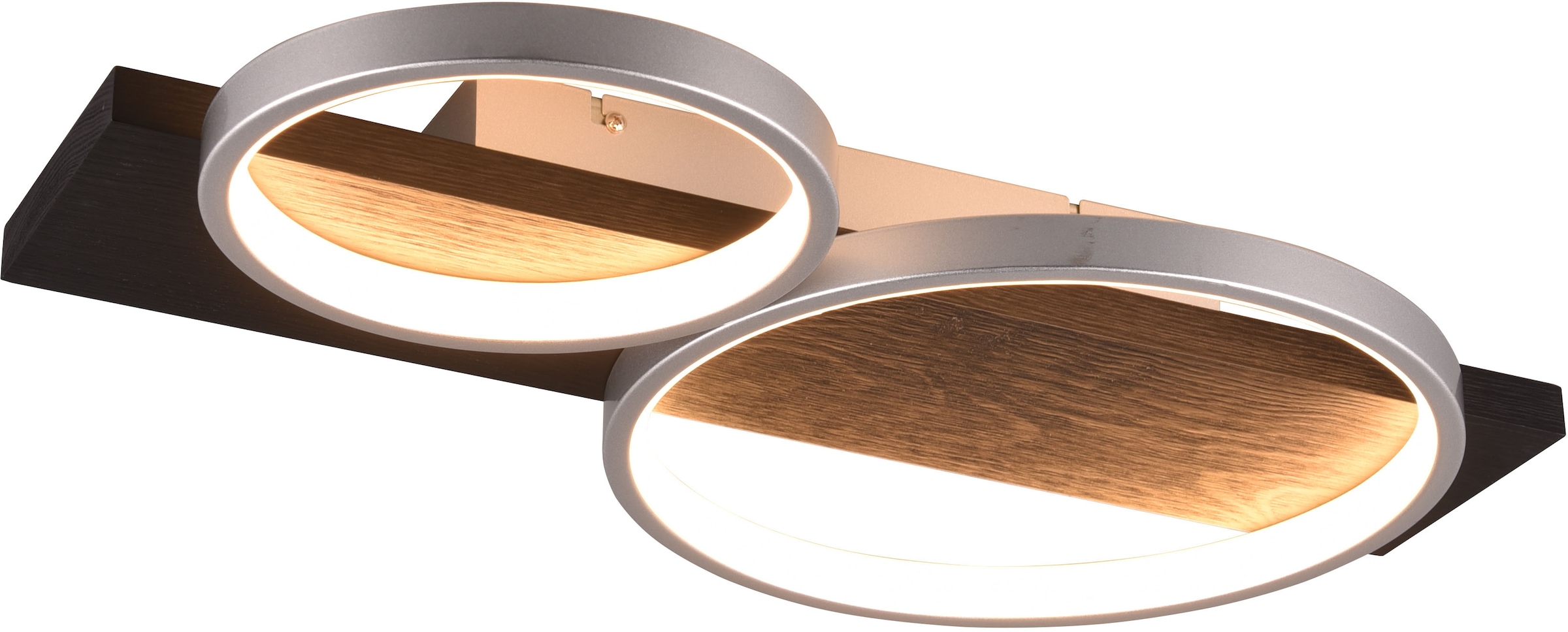 TRIO Leuchten LED Deckenleuchte »MEDERA, Deckenlampe LED Ringe mit Holz Deko 26W 3000 Lumen warmweiß«, 1 flammig, Leuchtmittel LED-Board | LED fest integriert, als Wandlampe oder Deckenlampe einsetzbar dimmbar über Wandschalter