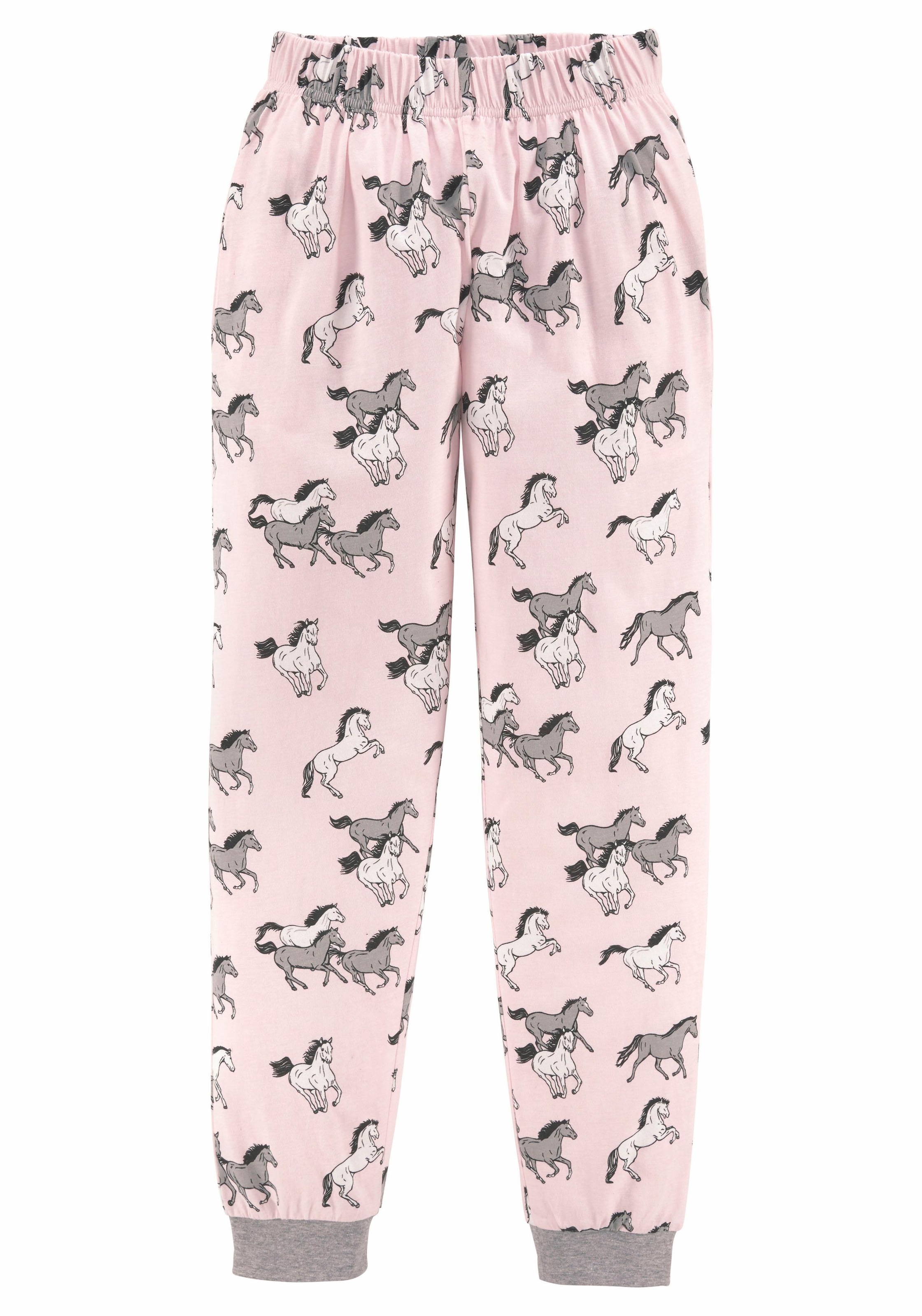 petite fleur Pyjama, (2 Stück), tlg., bei langer Form 1 ♕ Pferde mit Print in
