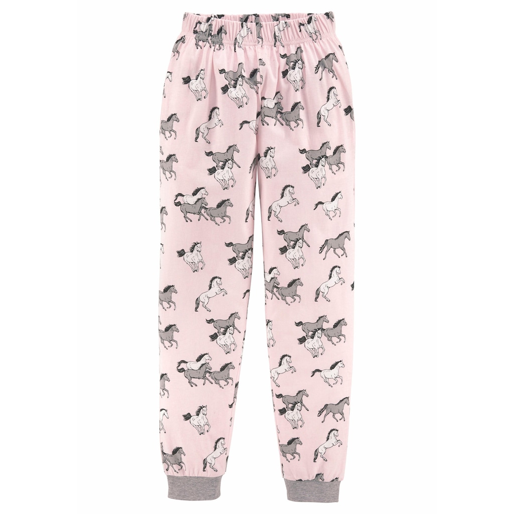 petite fleur Pyjama, (2 tlg., 1 Stück), in langer Form mit Pferde Print