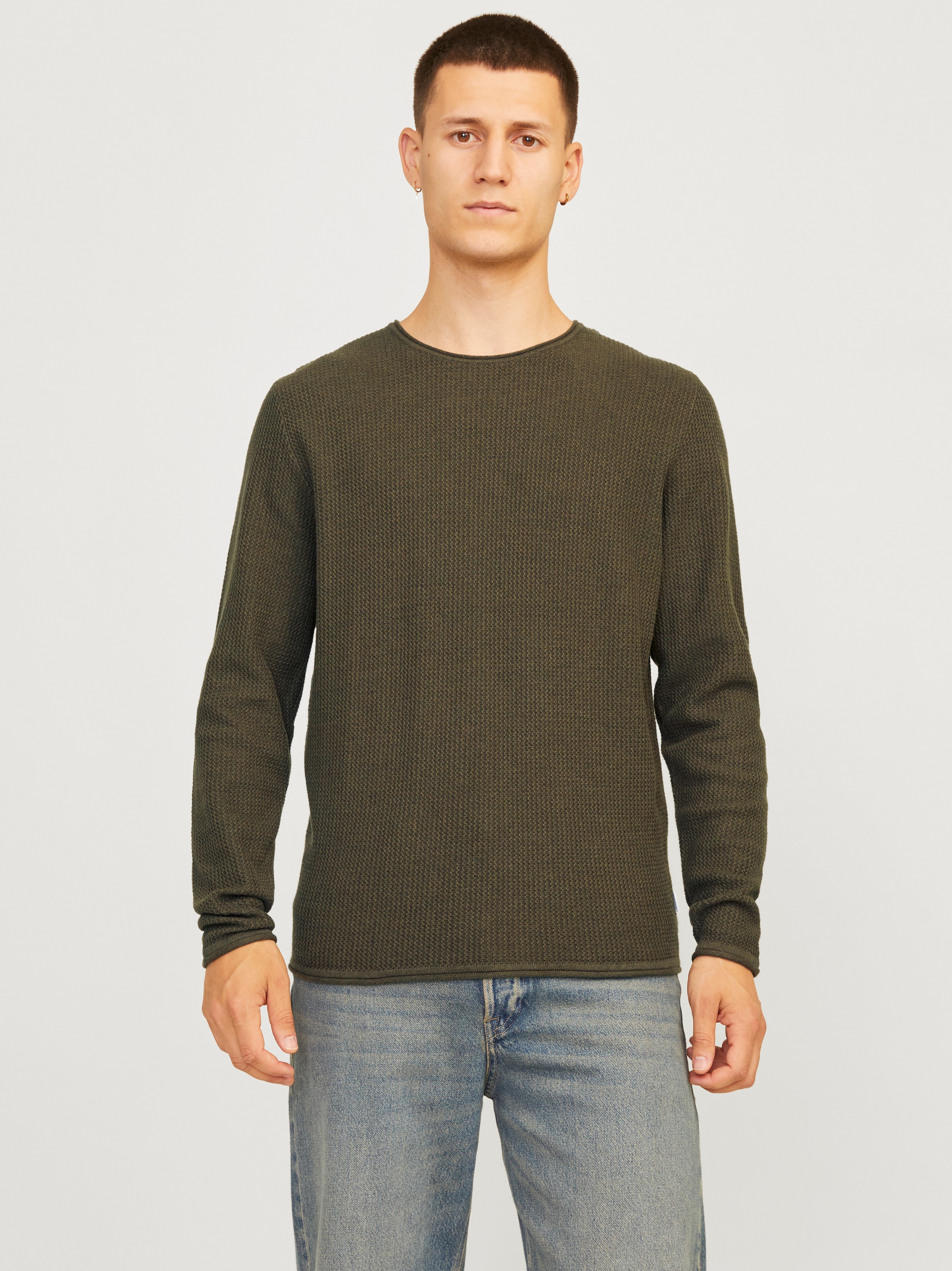 Jack & Jones Rundhalspullover »JJECOOPER KNIT CREW NECK NOOS«, in Strick Optik