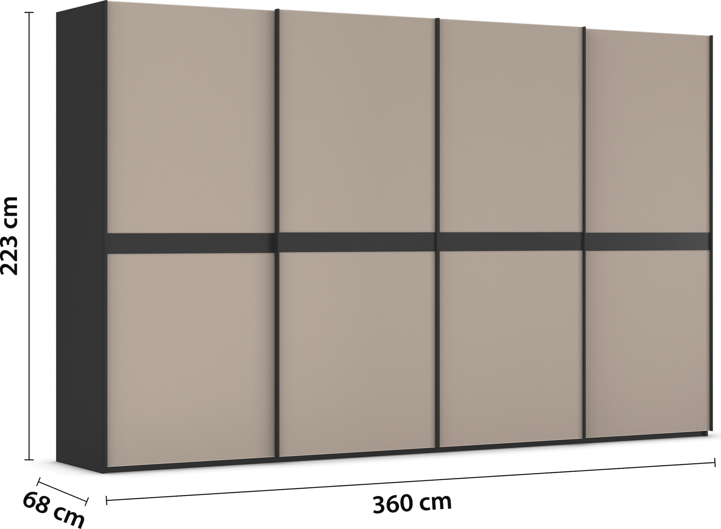 rauch Schwebetürenschrank »Kleiderschrank Schrank Garderobe Schlafzimmerschrank SCALE-LINE«, edle Optik mit Bauchbinde in Korpusfarbe mit Glasfront MADE IN GERMANY