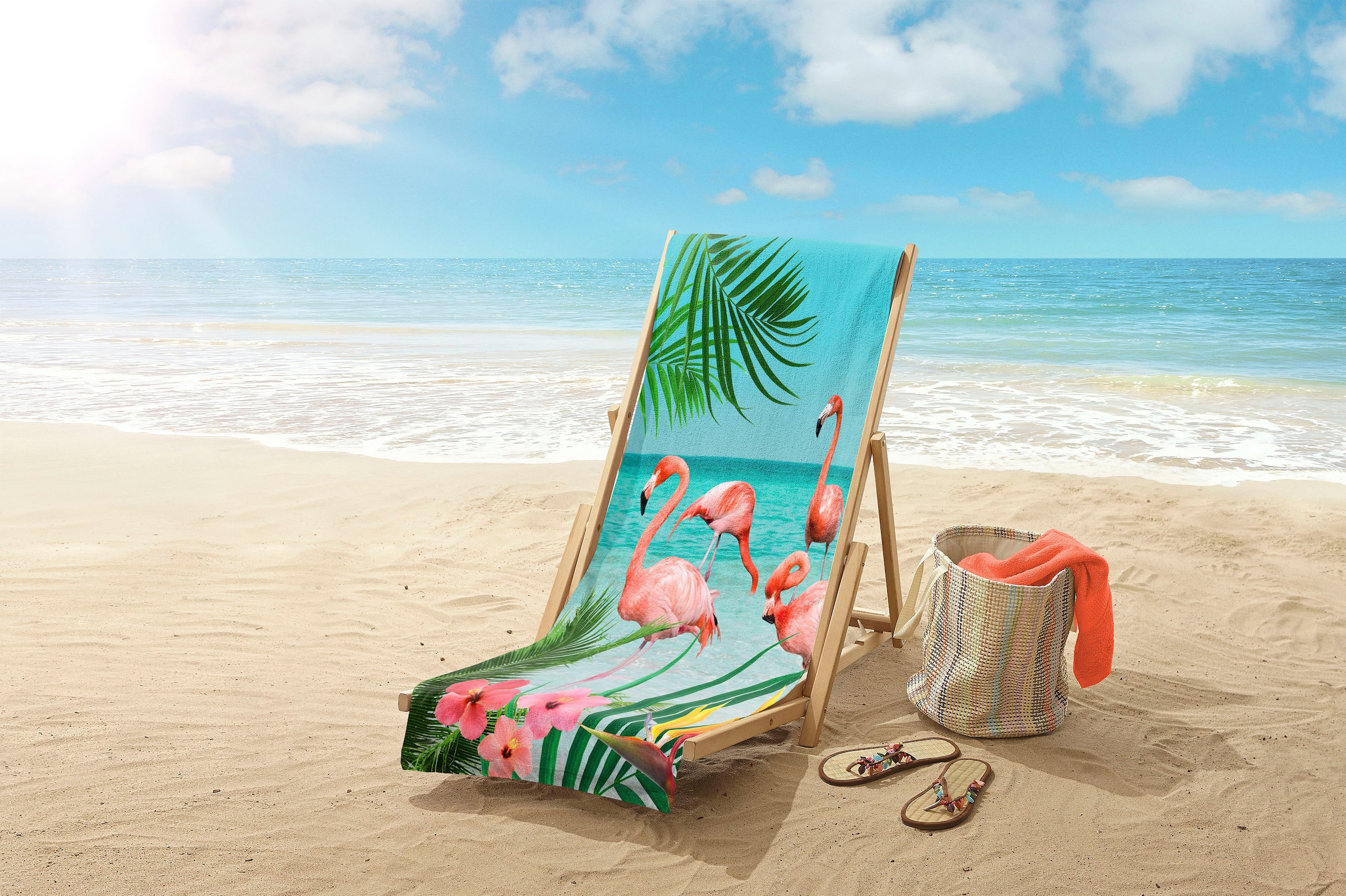 good morning Strandtuch »Flamingo«, (1 St., Strandtuch 100 x 180 cm), Mikrofaser, 100x180, Schnelltrocknend, Erwachsene, Tropen, Flamingo