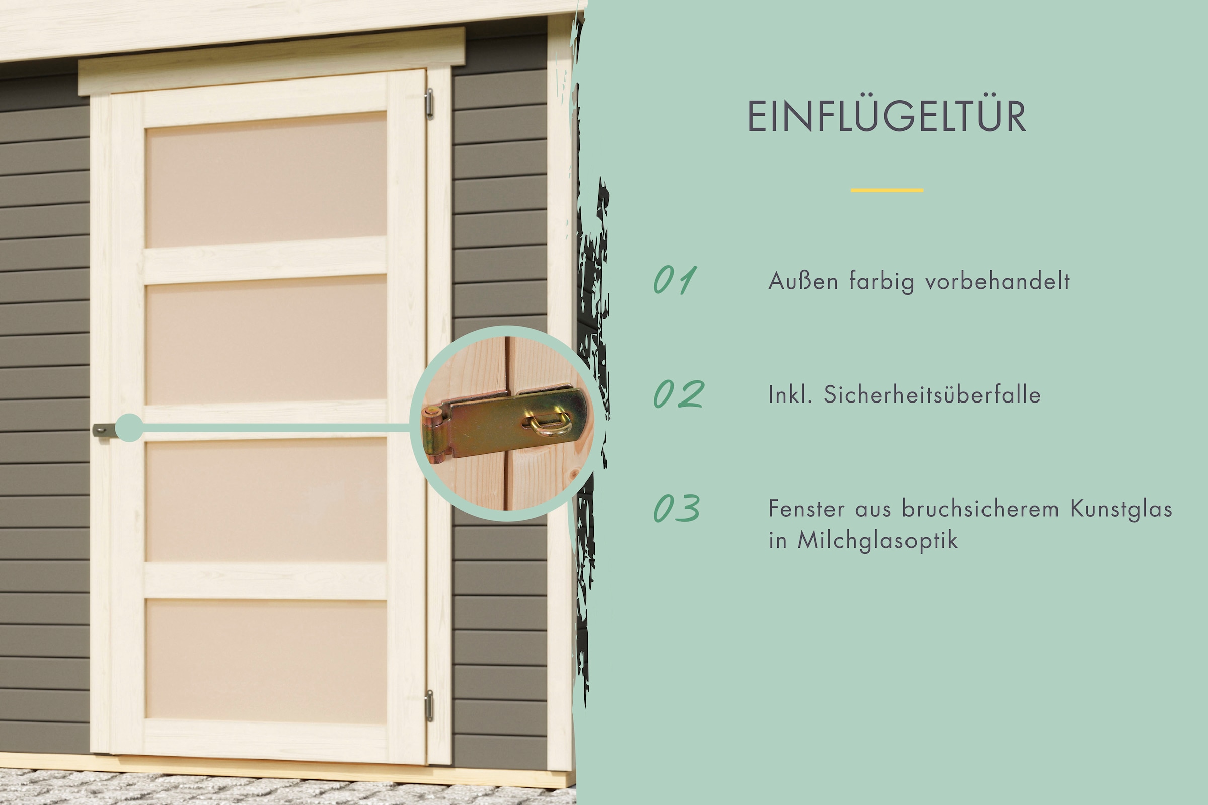 KONIFERA Gartenhaus »"Mittelsdorf 1" terragrau«, aus hochwertiger nordischer Fichte