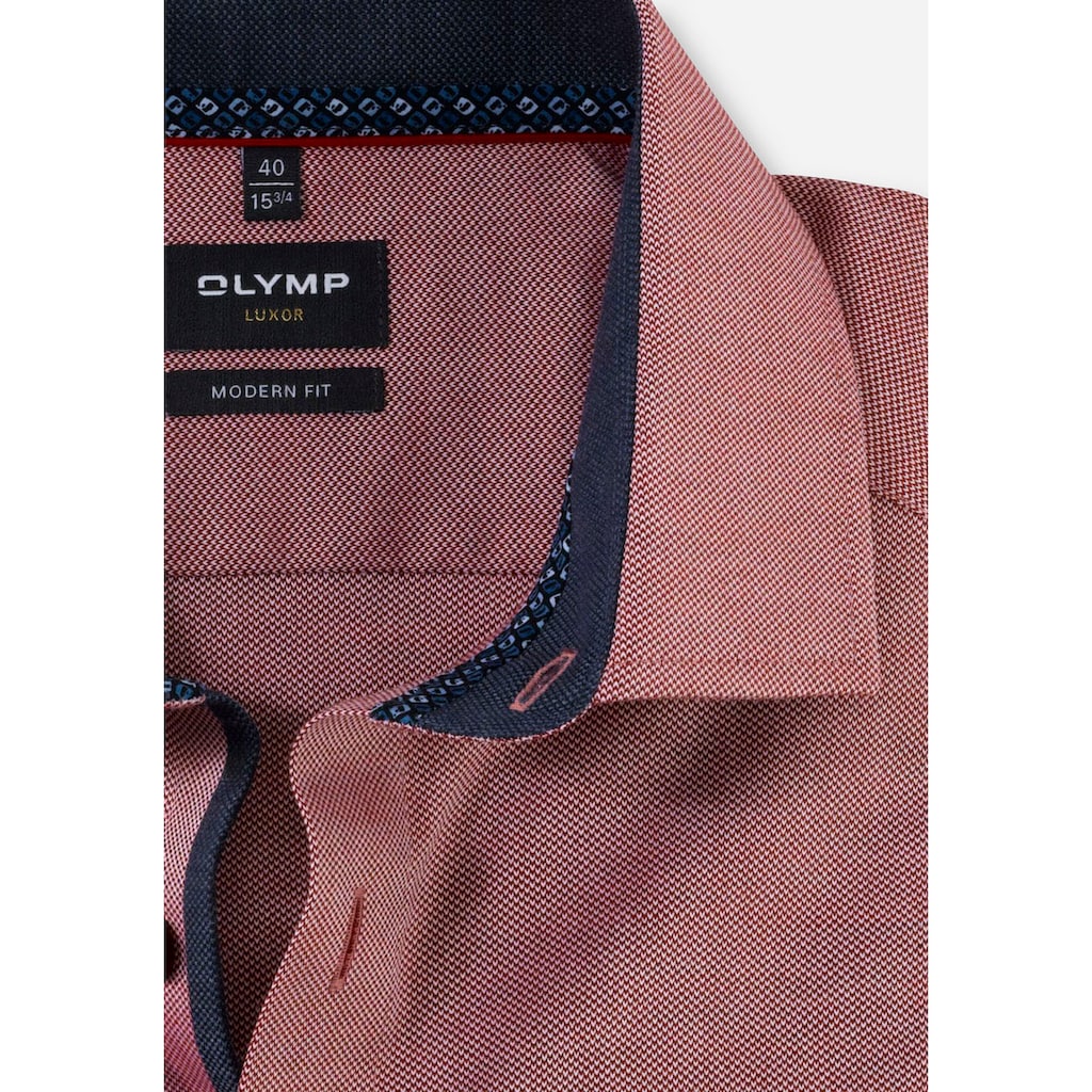 OLYMP Businesshemd »Luxor modern fit«, mit tonigem Logo-Stitching