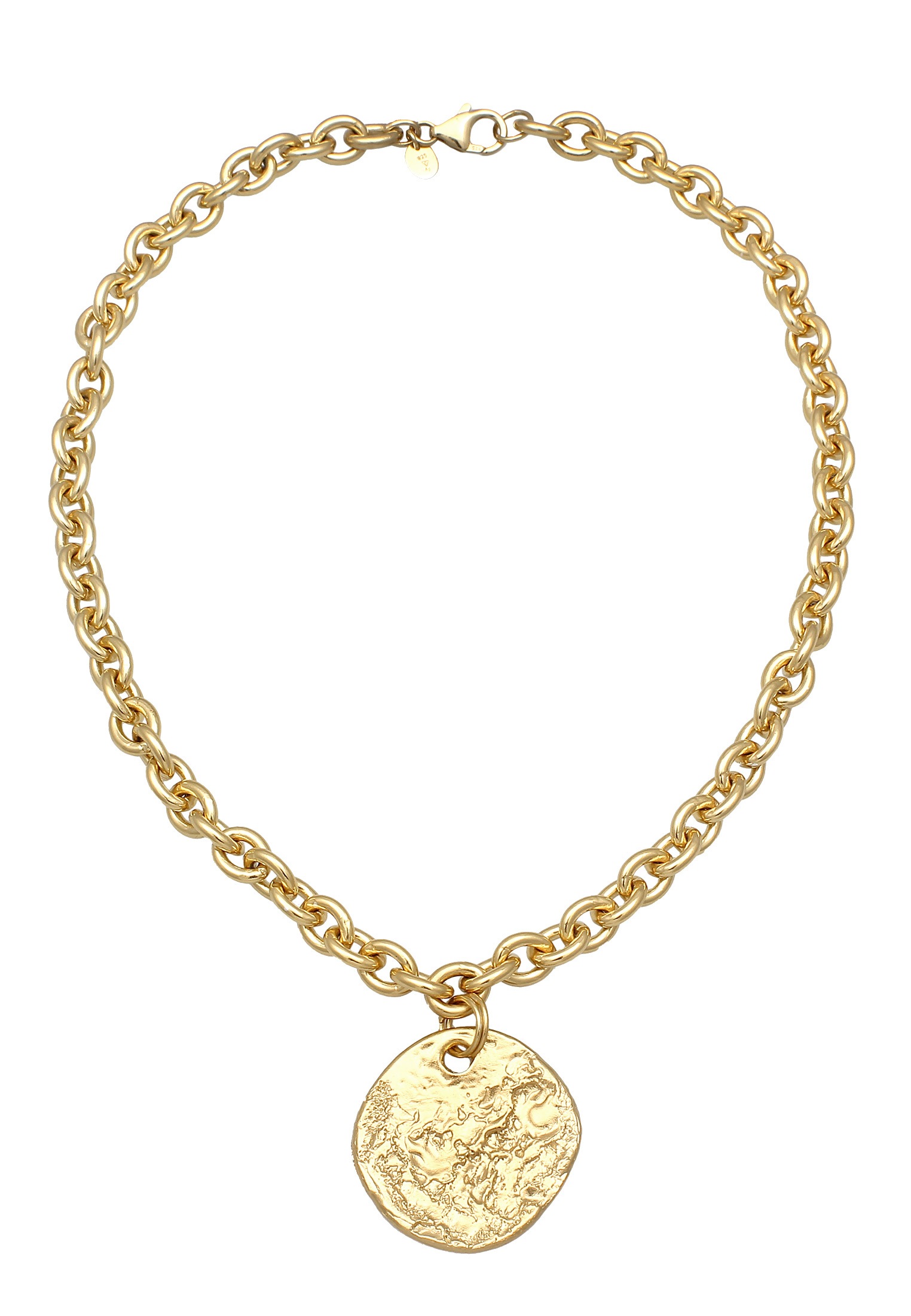 Elli Premium Kette mit Anhänger »Halskette Plättchen Gliederkette 925 Sterling Silber vergoldet«