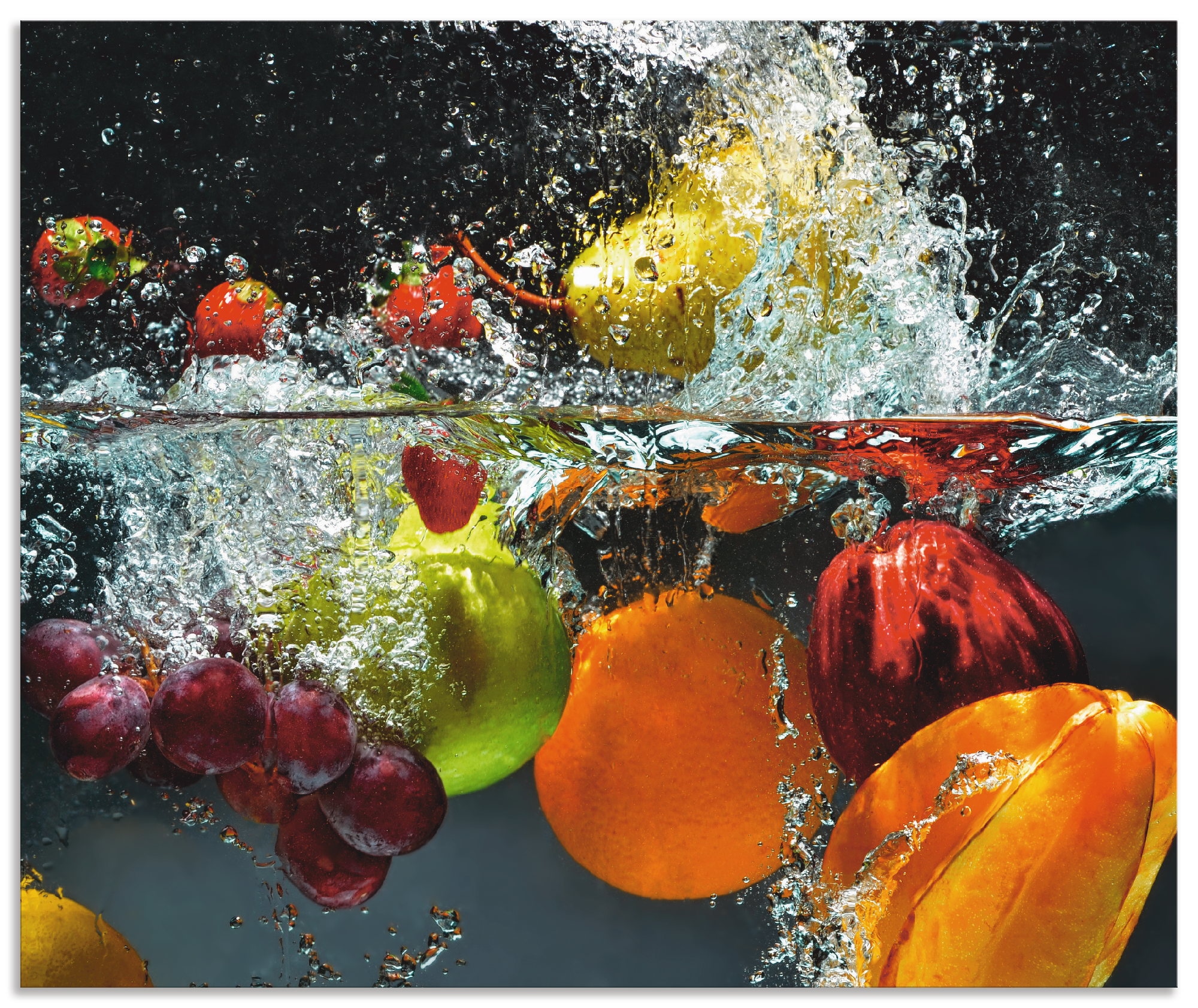 Küchenrückwand »Spritzendes Obst auf dem Wasser«, (1 tlg.), Alu Spritzschutz mit...