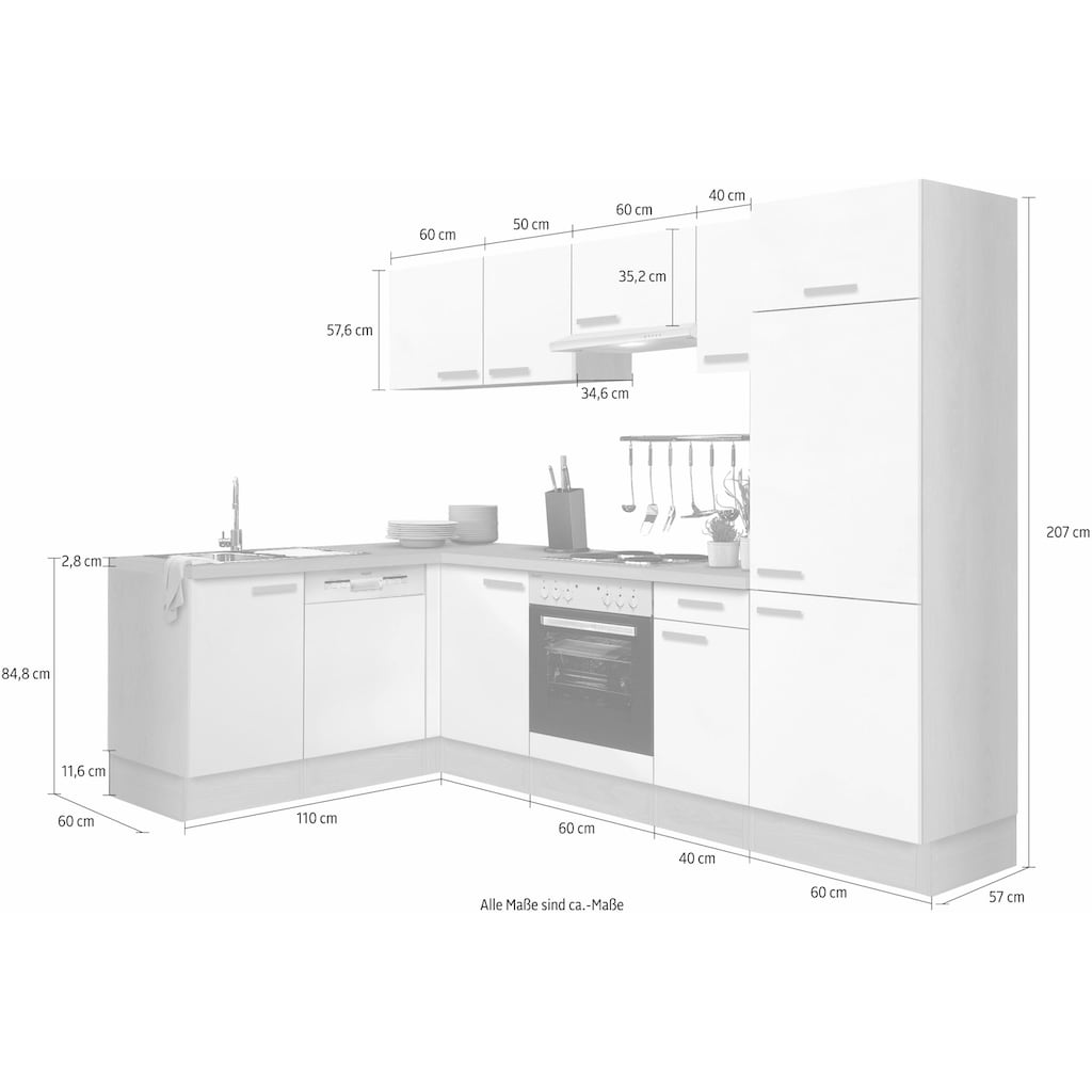 OPTIFIT Winkelküche »Odense«, Stellbreite 275 x 175 cm, mit 28 mm starker Arbeitsplatte