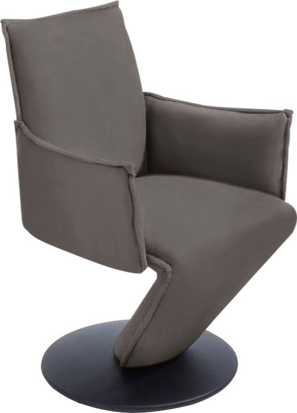 K+W Komfort & Wohnen Esszimmerstuhl "Drive, Drehstuhl" () Sessel mit federnder Sitzschale, Drehteller in Metall schwarz Struktur