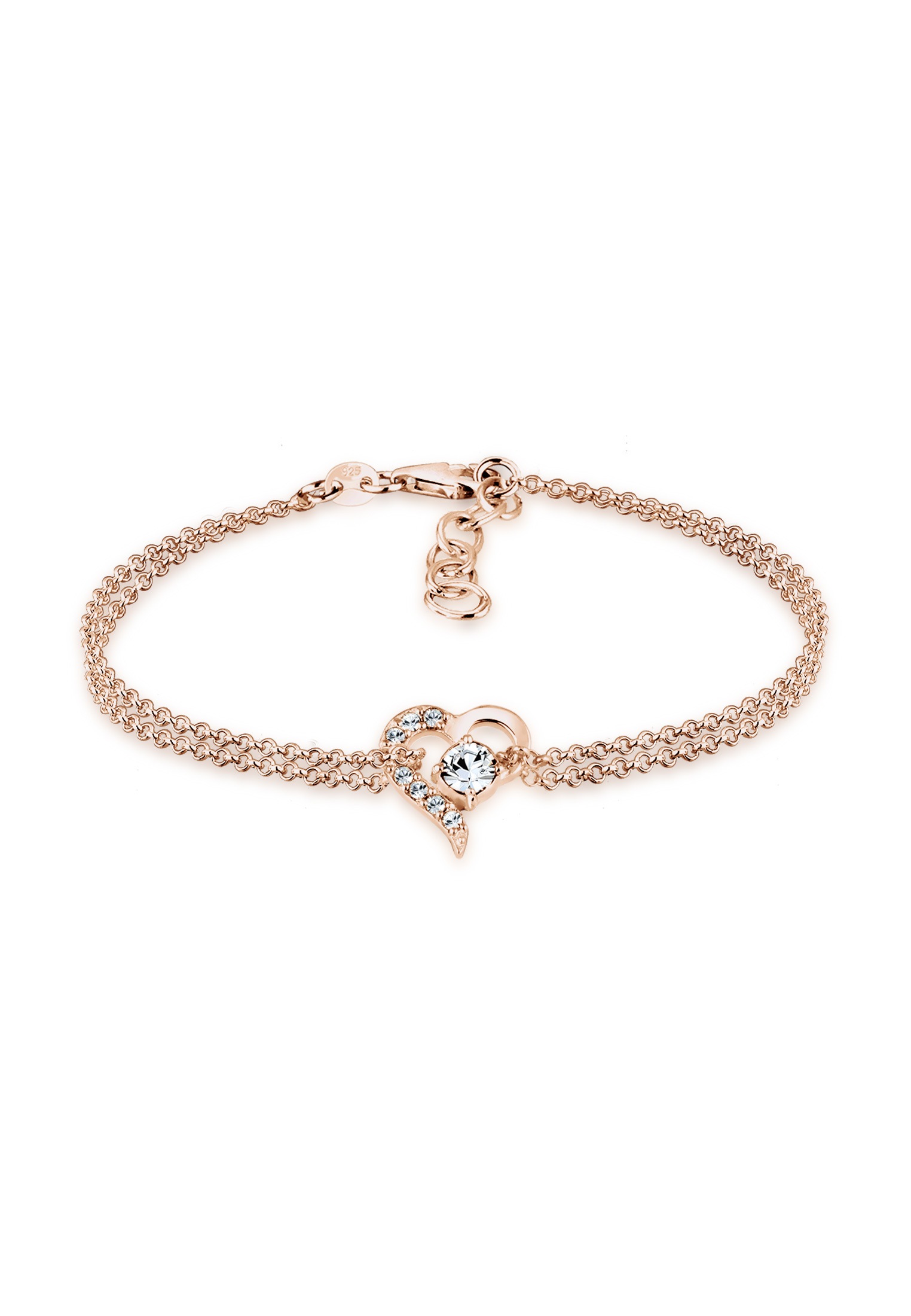 Elli Armkette »Armband Herz Liebe Kristalle 925 Silber«