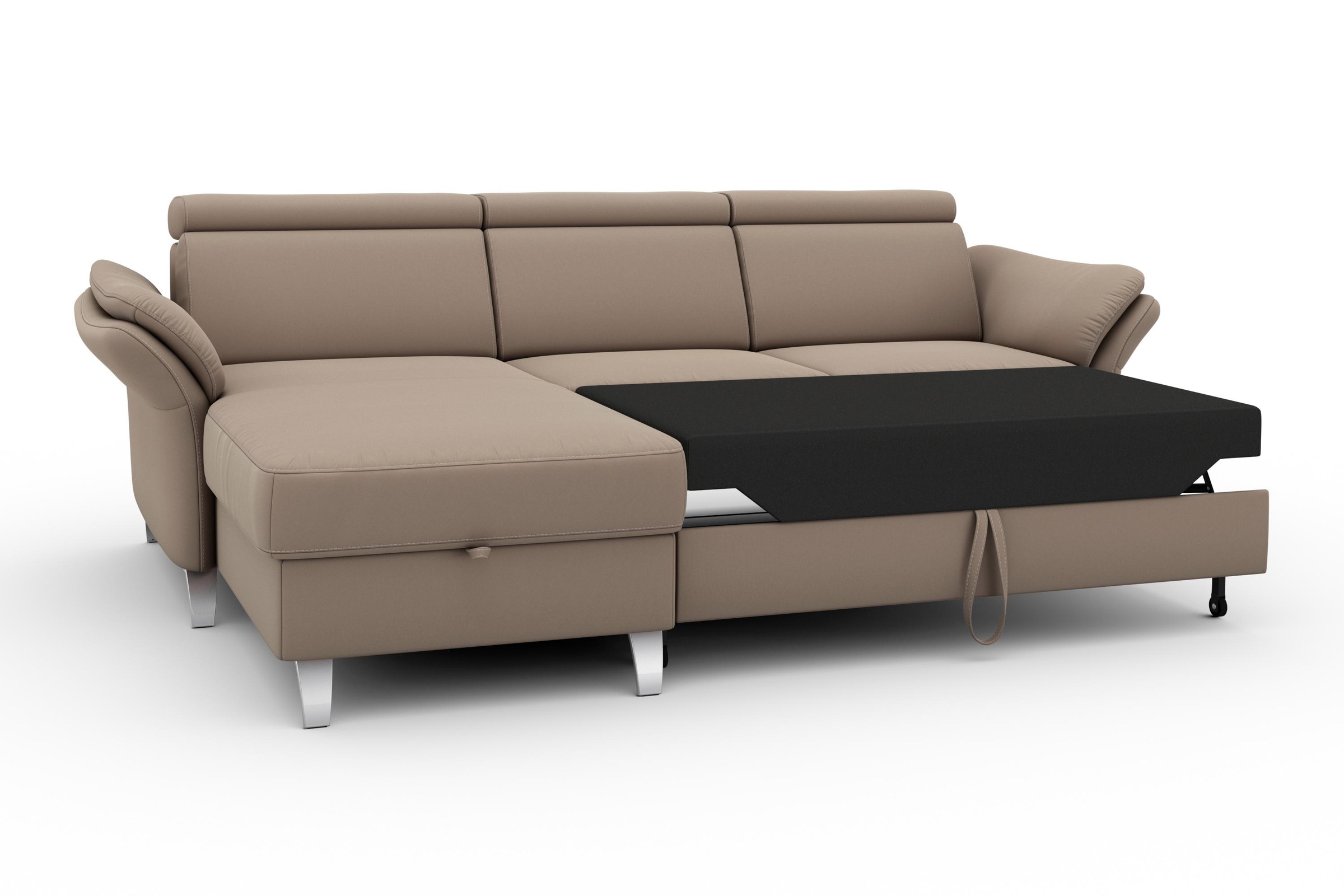 sit&more Ecksofa »Vincenzo L-Form«, inklusive Kopfteilverstellung, wahlweise mit Bettfunktion, Bettkasten