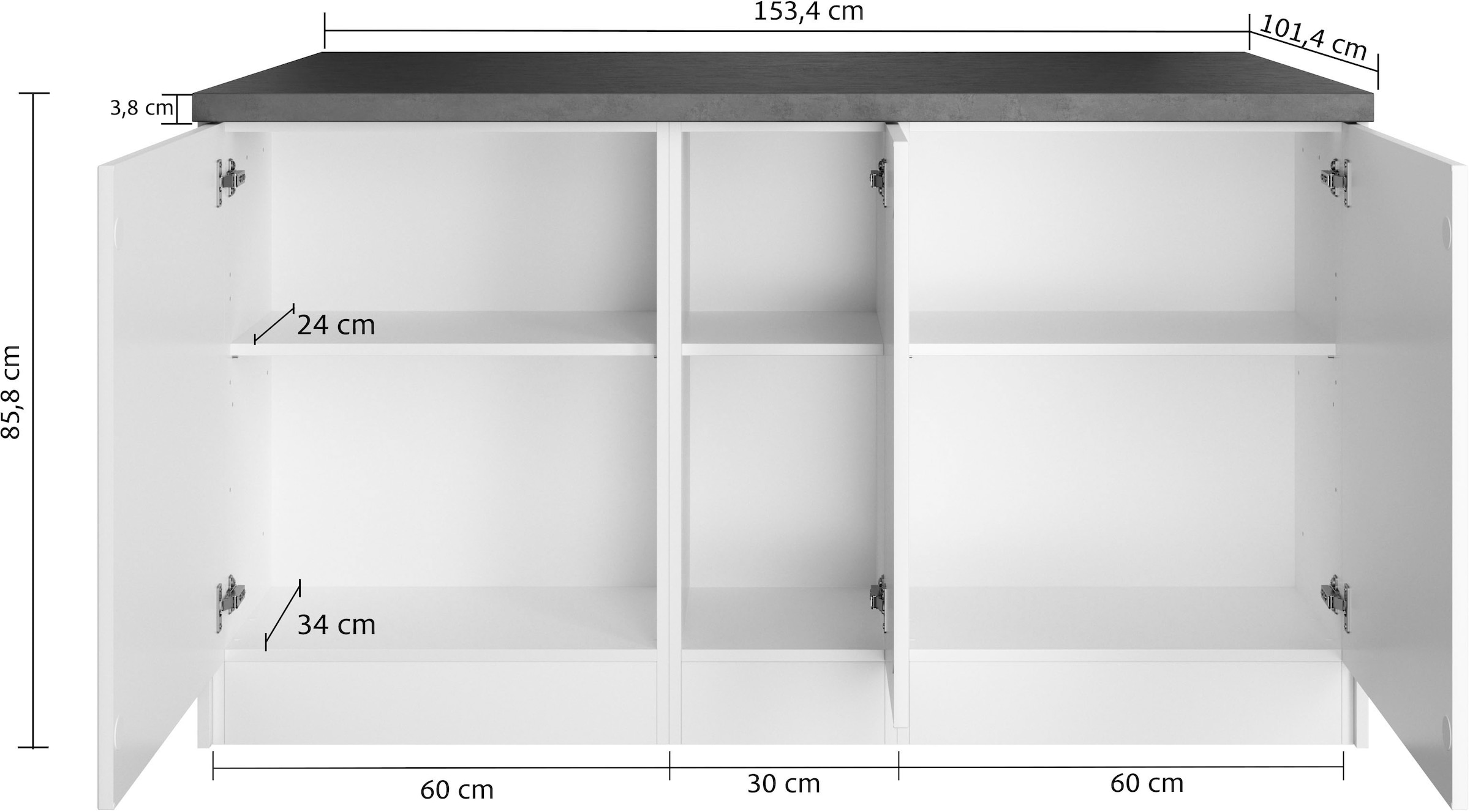 KOCHSTATION Kücheninsel »KS-Luhe, Breite 153 cm, mit Flaschenregal«, MDF-Fronten, Arbeitsplatte 38mm stark