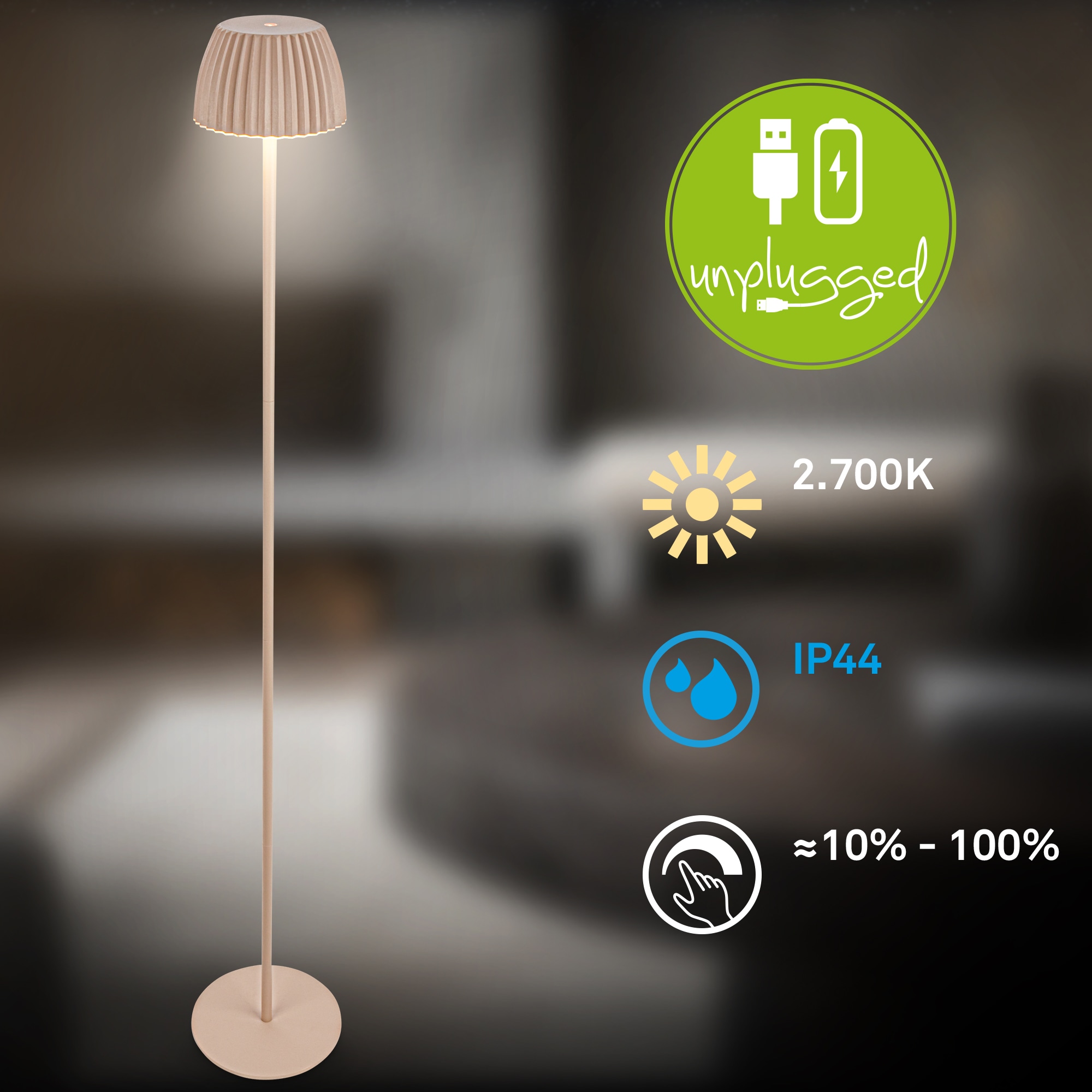 Briloner Leuchten LED Stehlampe »Akku LED Stehleuchte Riffle«